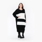  Ballonkleid von AKH Fashion aus Baumwolle, 1343.02402, Schwarz-Weiß, Streifen, Schick