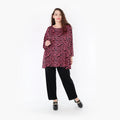  A-Form Bigshirt von AKH Fashion aus Viskose, 1344.00593, Fuchsia-Schwarz, Schick, Modern