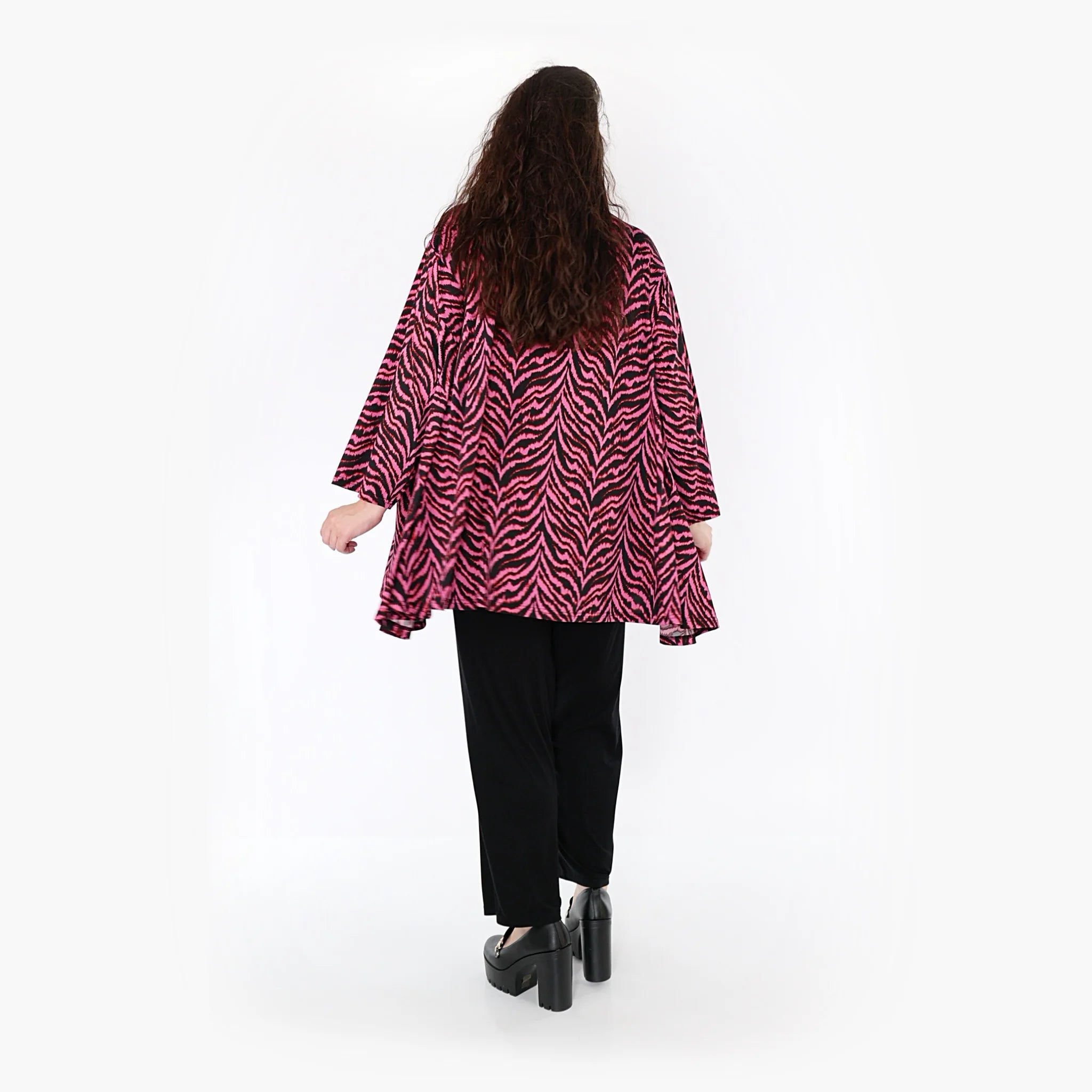  A-Form Bigshirt von AKH Fashion aus Viskose, 1344.00593, Fuchsia-Schwarz, Schick, Modern