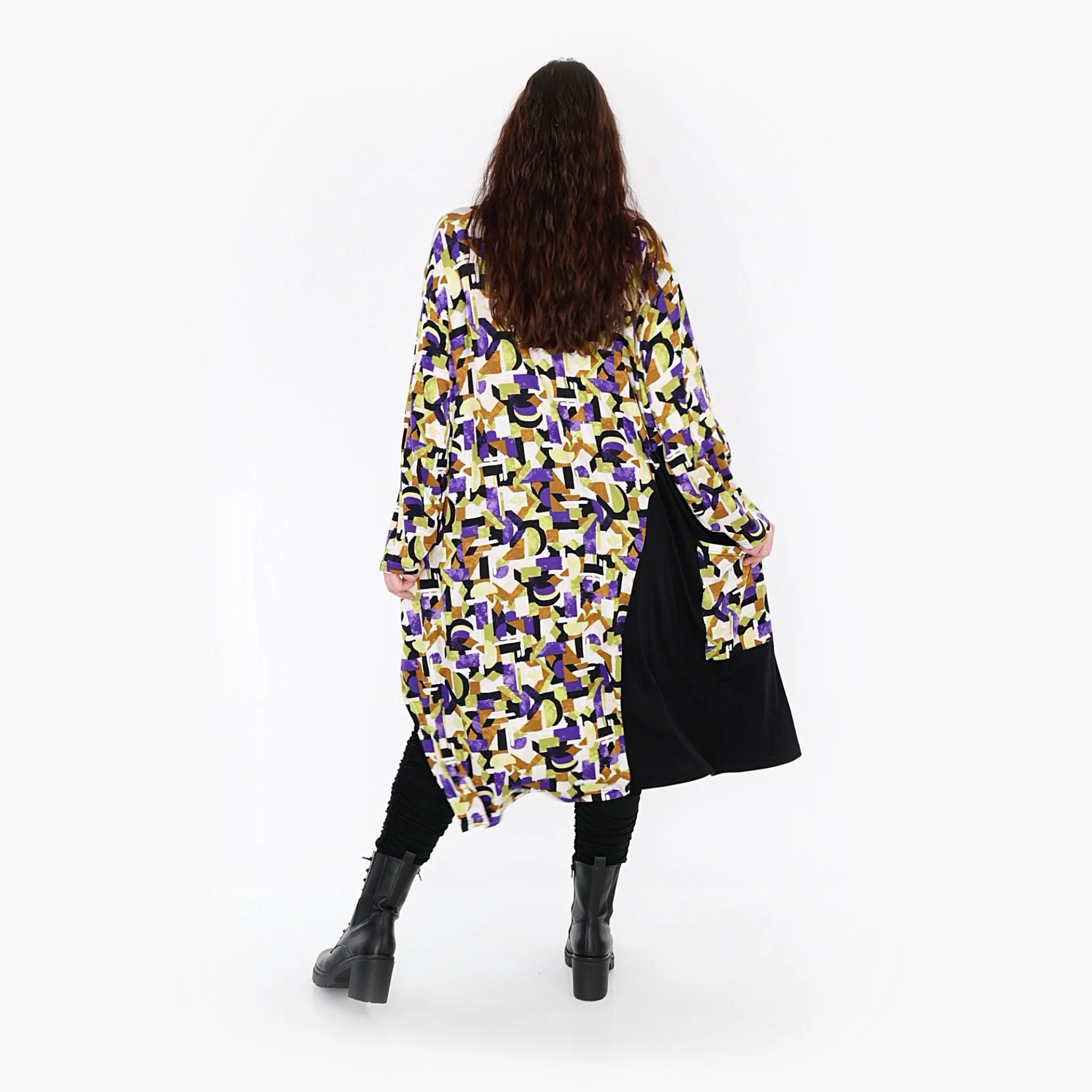  Ballonkleid von AKH Fashion aus Viskose, 1345.06980, Violett-Lime-Schwarz, Grafik, Schick