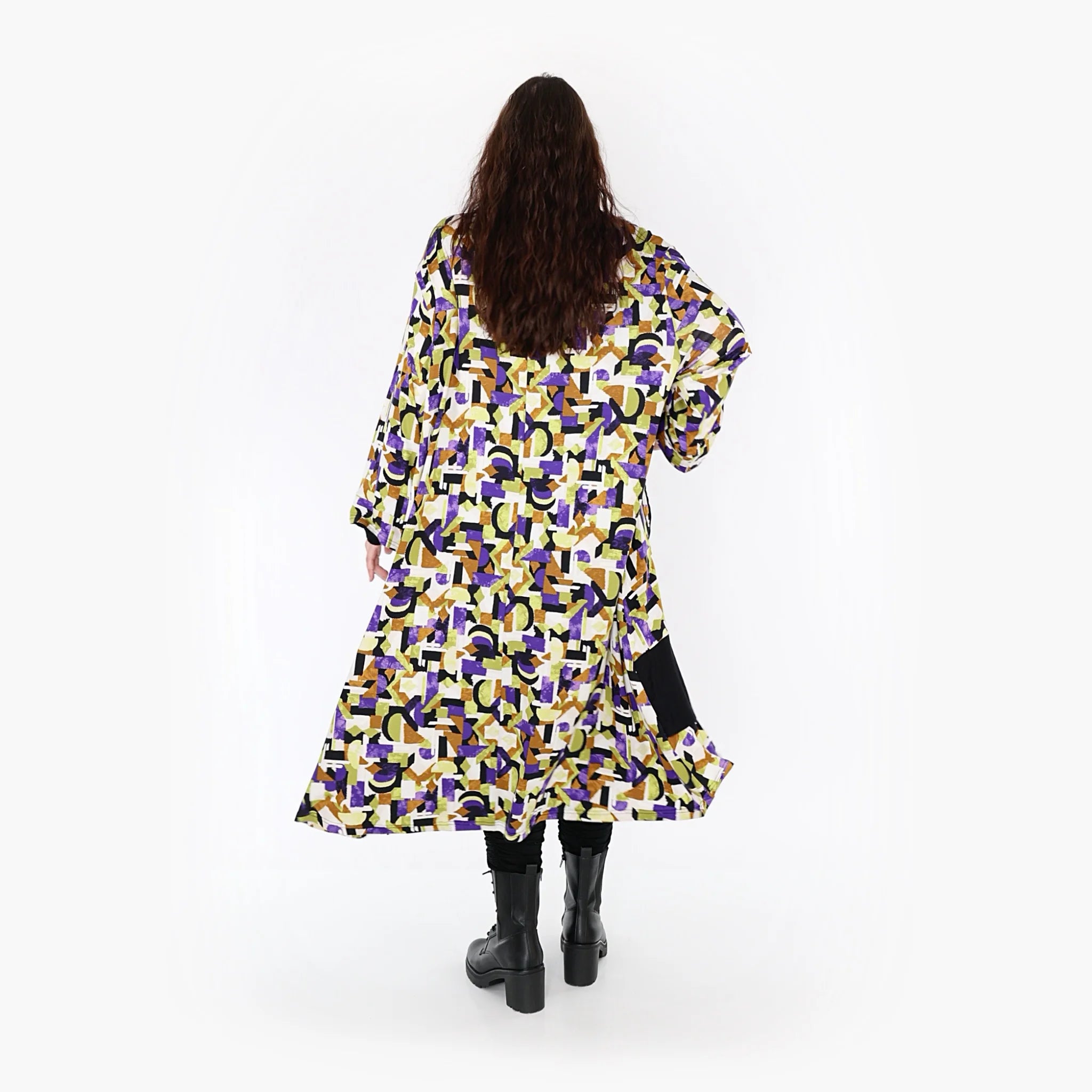  Ballonkleid von AKH Fashion aus Viskose, 1345.06981, Violett-Lime-Schwarz, Grafik, Schick
