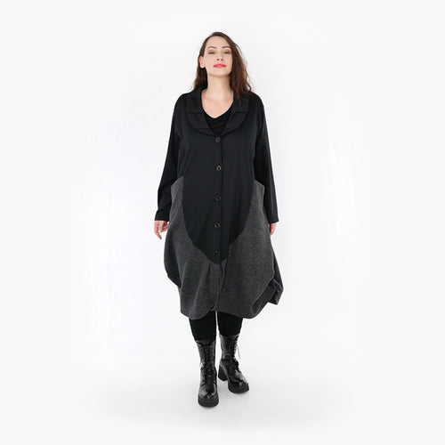  Ballonmantel von AKH Fashion aus Materialmix, 1346.06885, Schwarz-Dunkelgrau, Schick