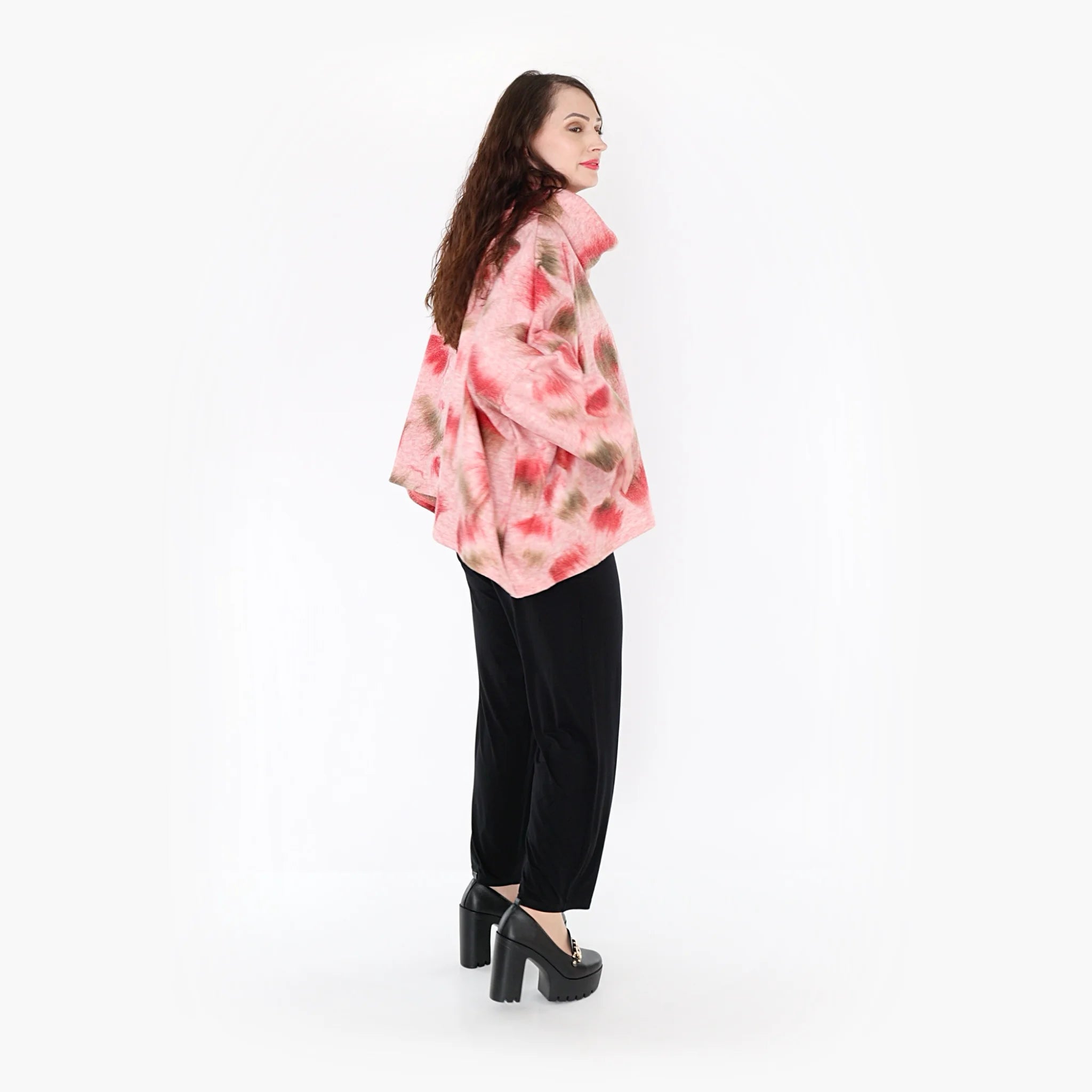  AKH Fashion Bigshirt in kastiger Form, aus Materialmix, 1351.03019, Pink-Grün, Schick