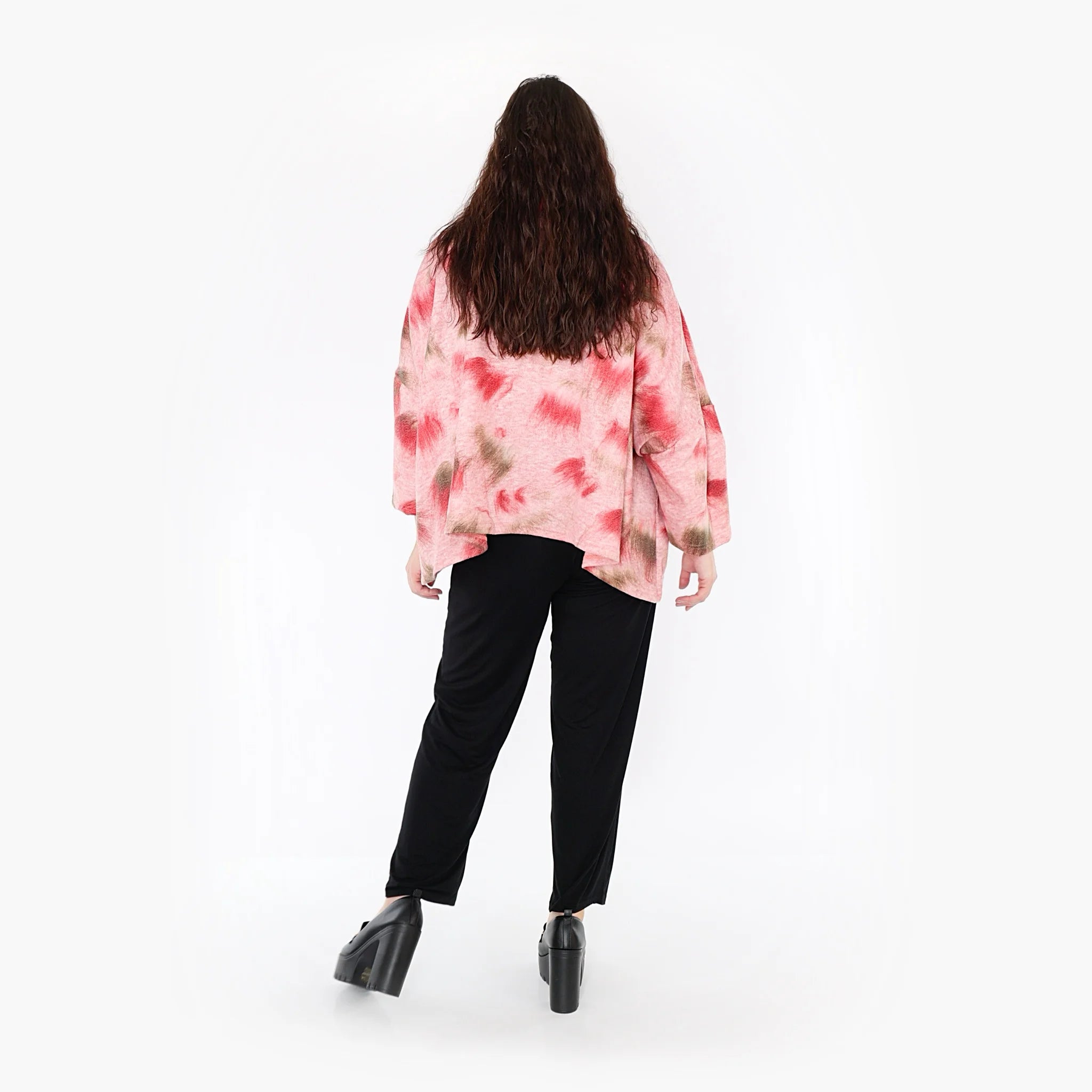  AKH Fashion Bigshirt in kastiger Form, aus Materialmix, 1351.03019, Pink-Grün, Schick