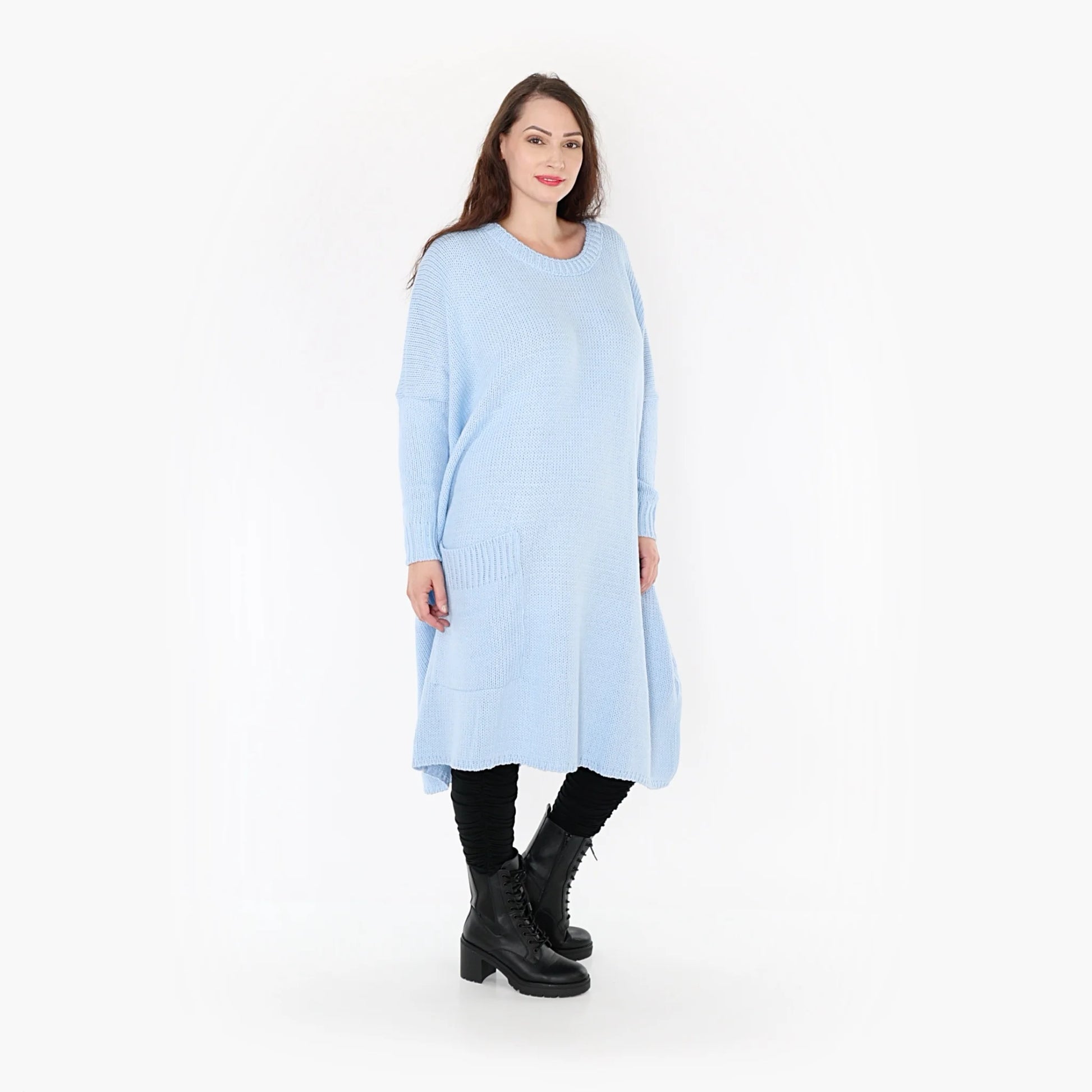  Kleid von AKH Fashion aus Materialmix in gerader Form, 1352.02109, Hellblau, Ausgefallen