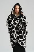  TW3 Mantel in Vokuhila-Form, aus Polyamid, 1022, Cow Print, Kuschelig, Ausgefallen