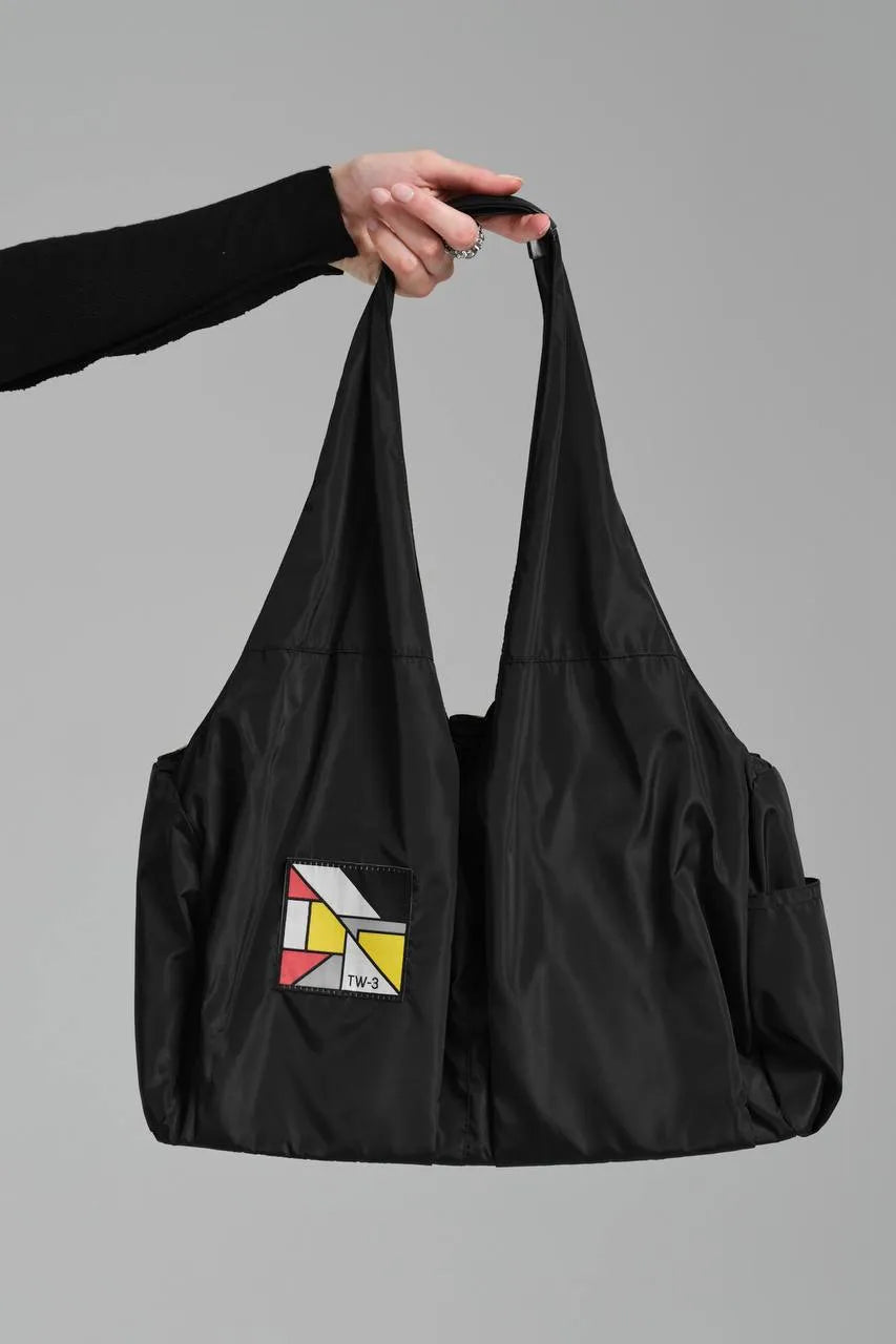  Handtasche von TW3 aus Polyamid, 1137, Schwarz, Schick, Modern, Ausgefallen, Praktisch