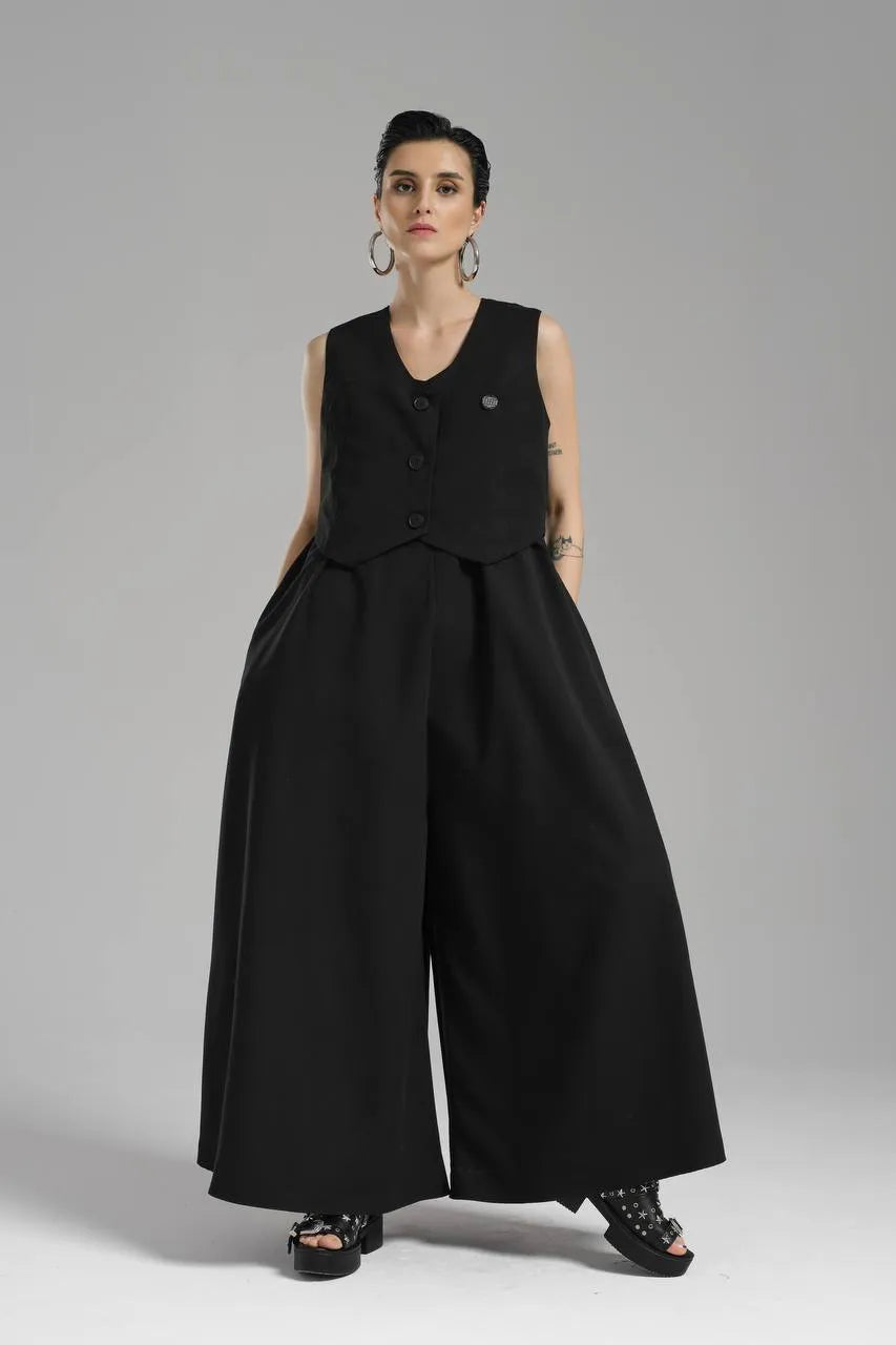  A-Form Salopette von TW3 aus Polyamid, 1221, Schwarz, Schick, Modern, Ausgefallen