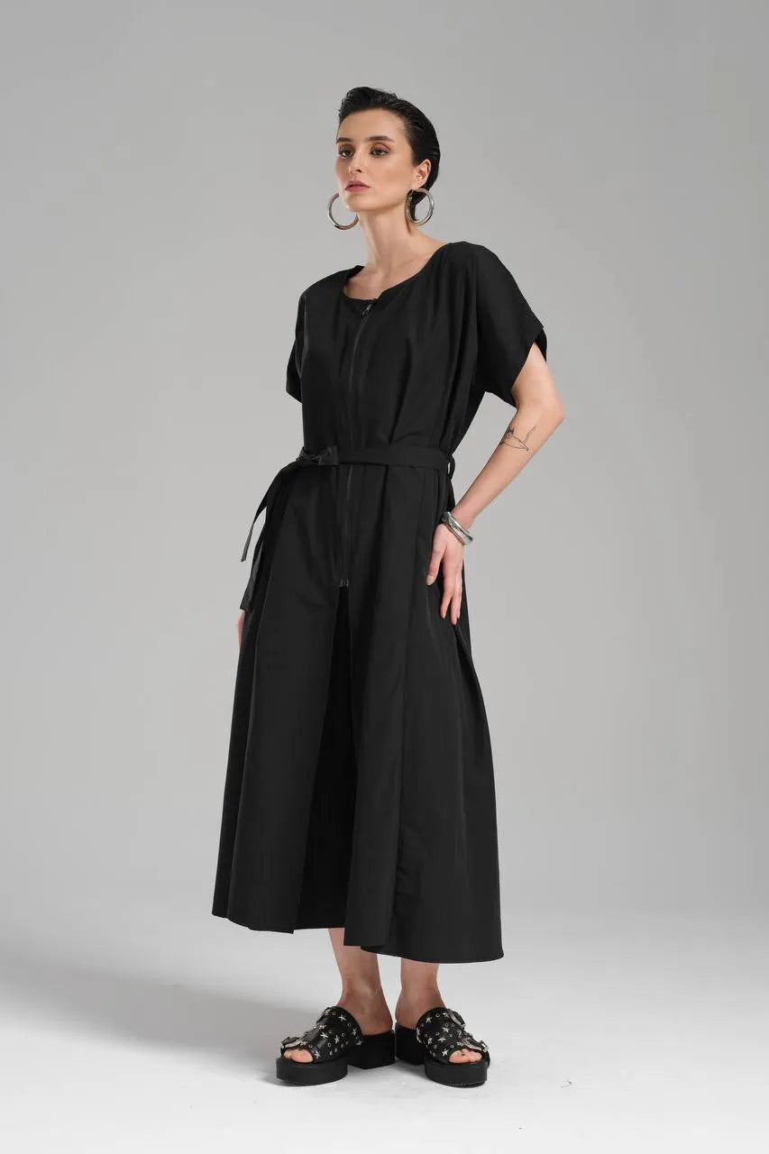  A-Form Salopette von TW3 aus Baumwolle, 1222, Schwarz, Schick, Modern, Ausgefallen