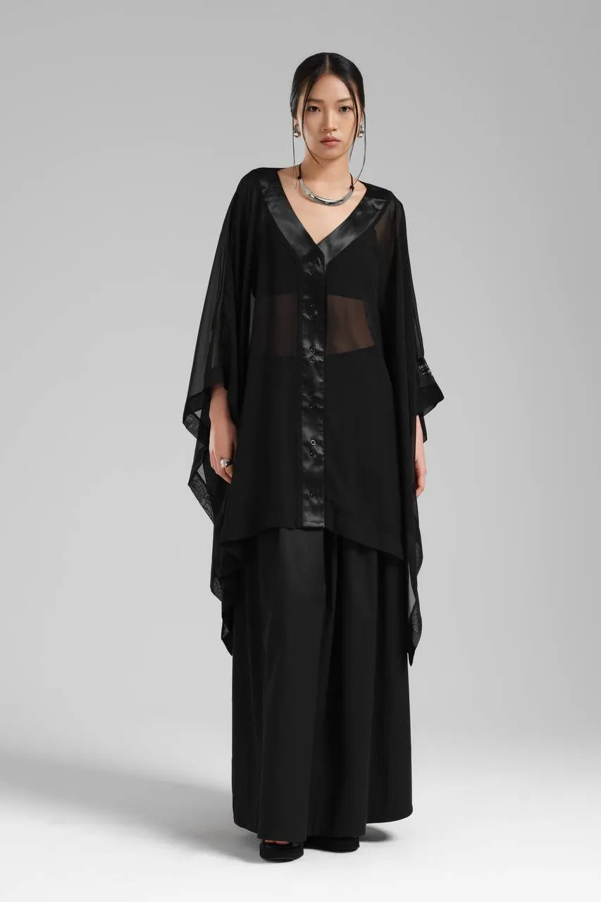  Oversize Zipfel Weste von TW3 aus Polyamid, 1236, Schwarz, Schick, Modern, Ausgefallen