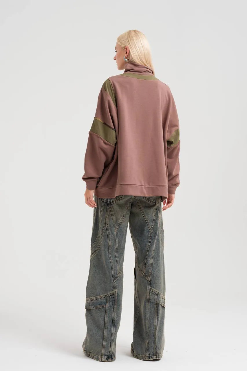  TW3 Pullover in kastiger Form, aus Baumwolle, 942, Braun, Schick, Modern, Ausgefallen