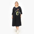  A-Form Kleid von Zedd Plus aus Baumwolle, 25134, Schwarz, Schick, Modern, Bequem, Schick