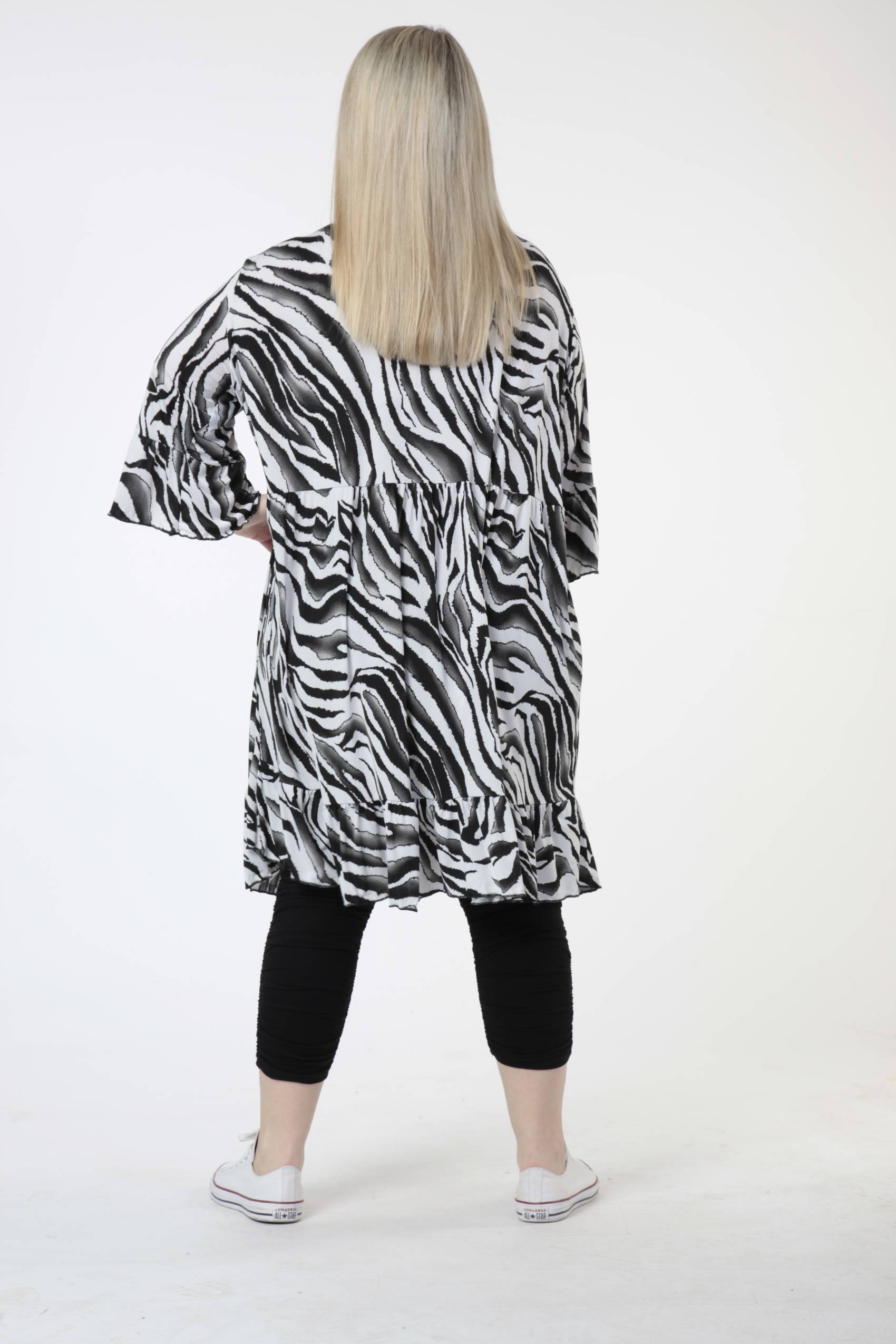  Kleid von AKH Fashion aus Materialmix, 0601.06674, Weiß-Schwarz-Grau, Zebra, Ausgefallen