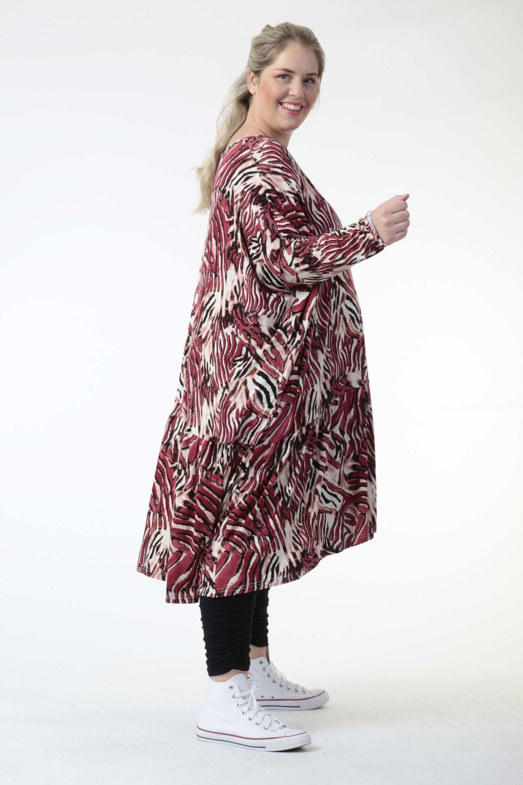  AKH Fashion Bigshirt in gerader Form, aus Viskose, 0733.06363, Natur-Bordeaux, Zebra, Schick