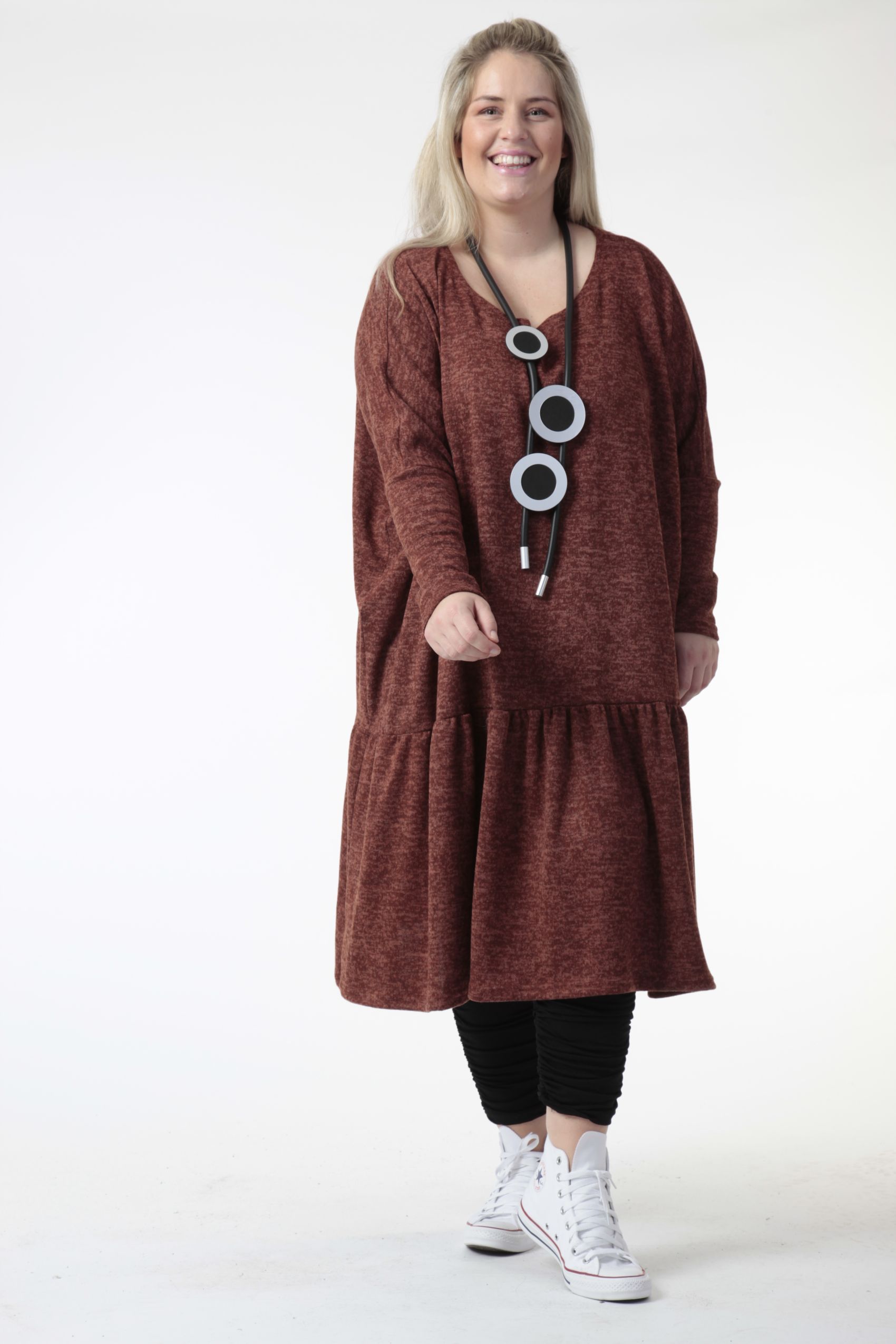  Kleid von AKH Fashion aus Polyethylen, 0742.06363, Terracotta, Unifarben, Schick, Modern