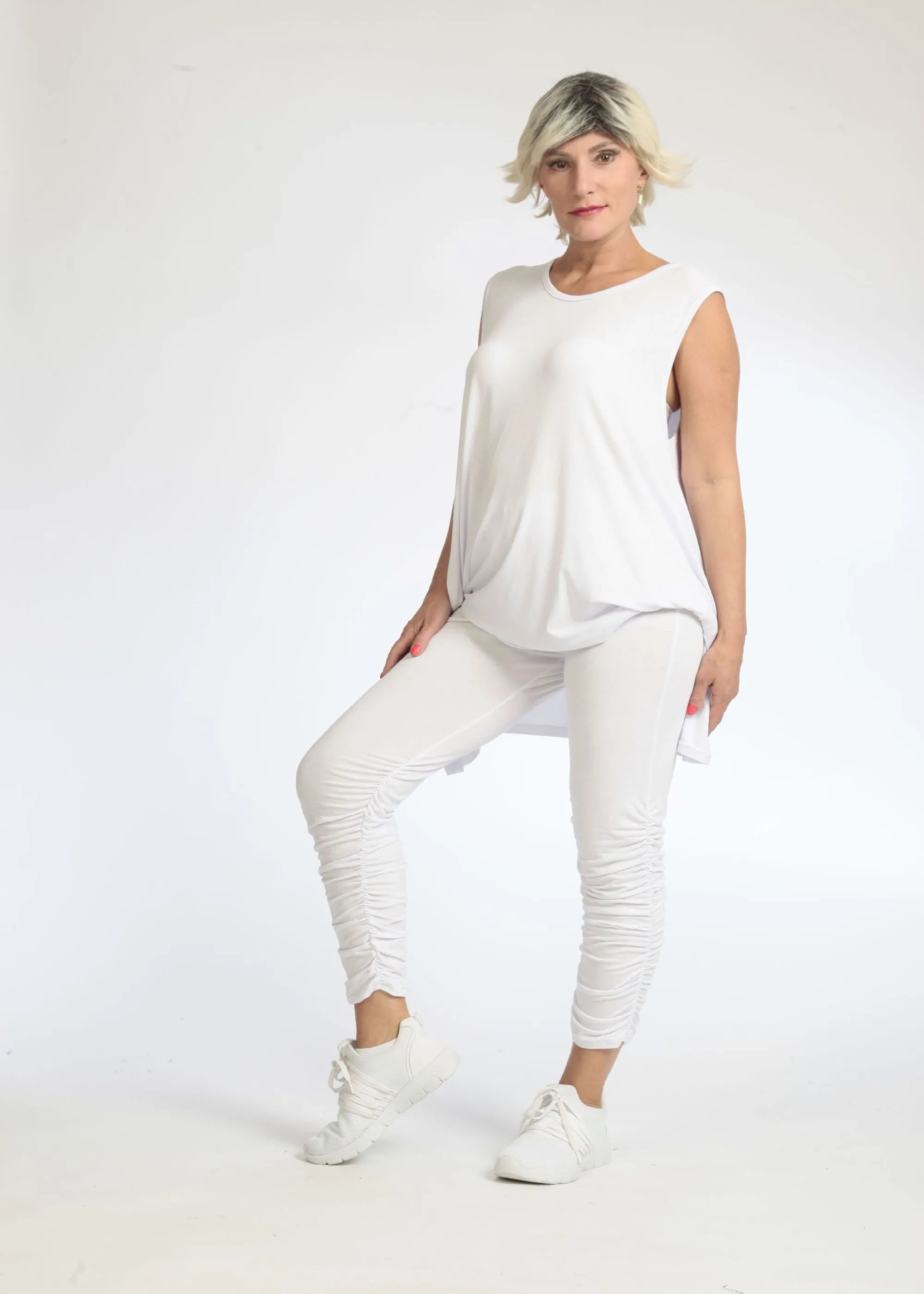  Geraffte Leggings von AKH Fashion aus Viskose, 1233.06580, Weiß, Schick, Modern, Bequem