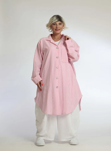  Bluse von AKH Fashion aus Baumwolle in gerundeter Form, 1058.06676, Pink, Schick, Modern