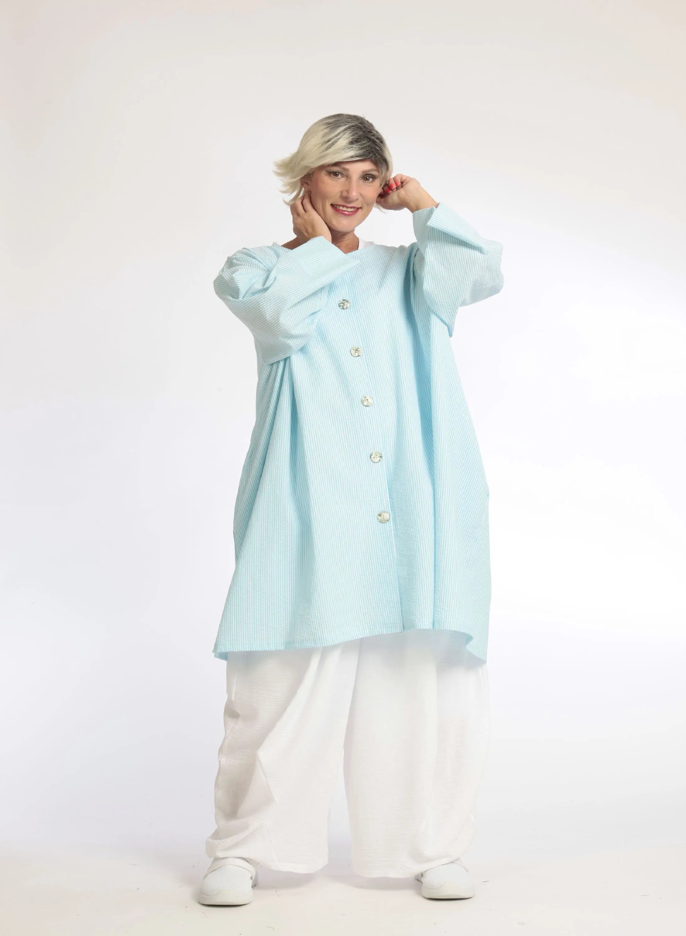  A-Form Bluse von AKH Fashion aus Baumwolle, 1058.06836, Hellblau, Schick, Modern, Bequem