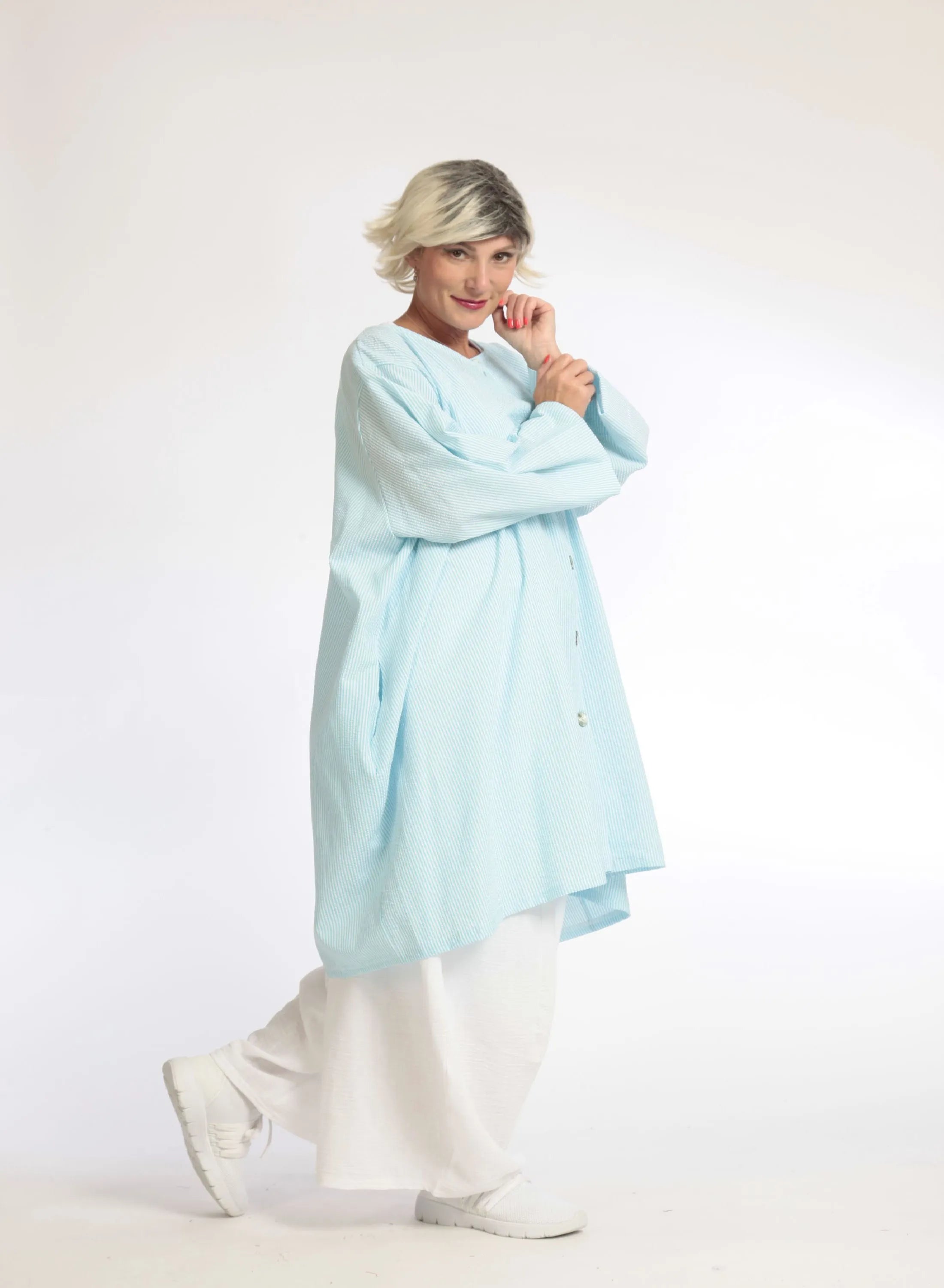  A-Form Bluse von AKH Fashion aus Baumwolle, 1058.06836, Hellblau, Schick, Modern, Bequem