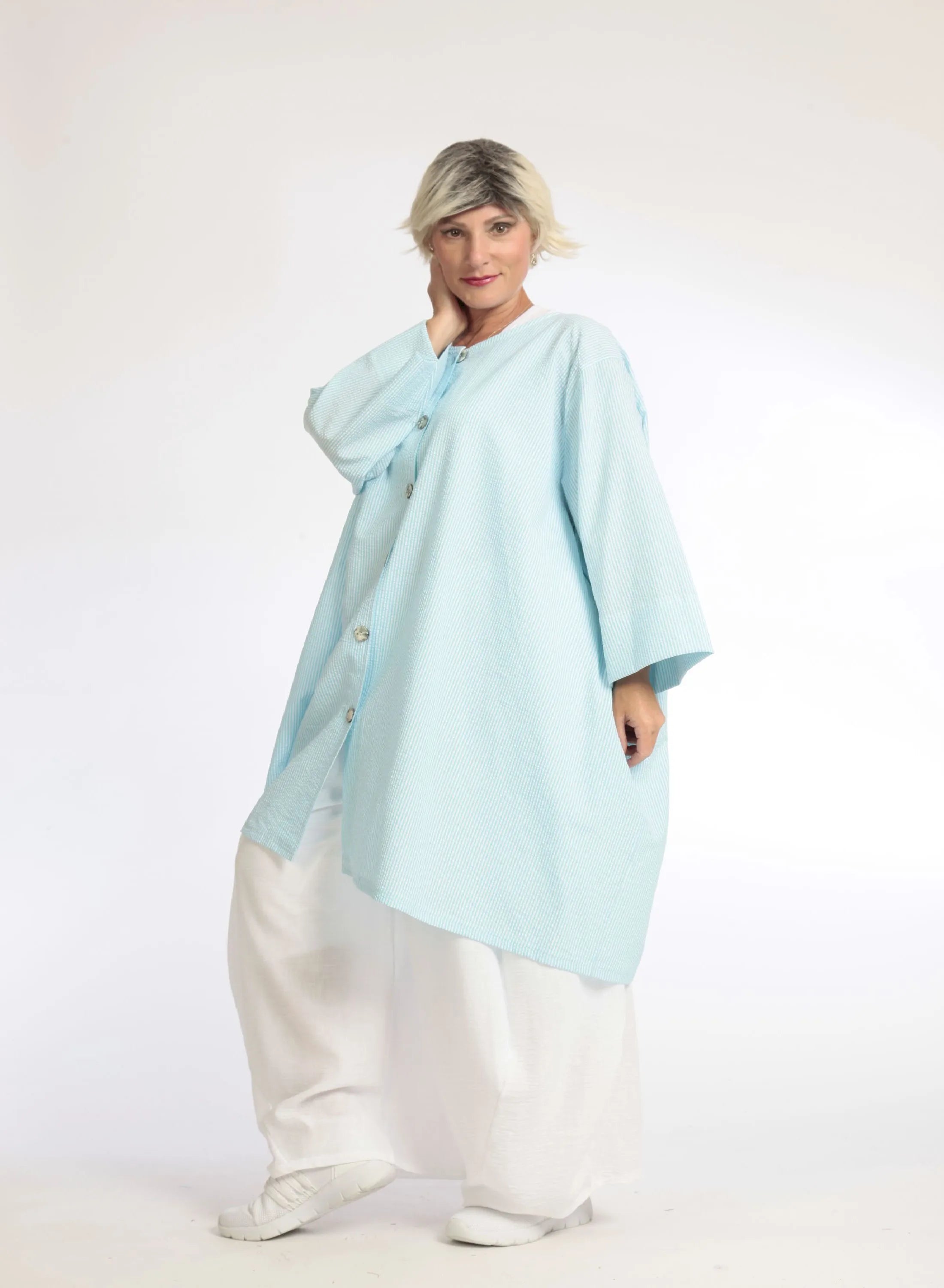  A-Form Bluse von AKH Fashion aus Baumwolle, 1058.06836, Hellblau, Schick, Modern, Bequem
