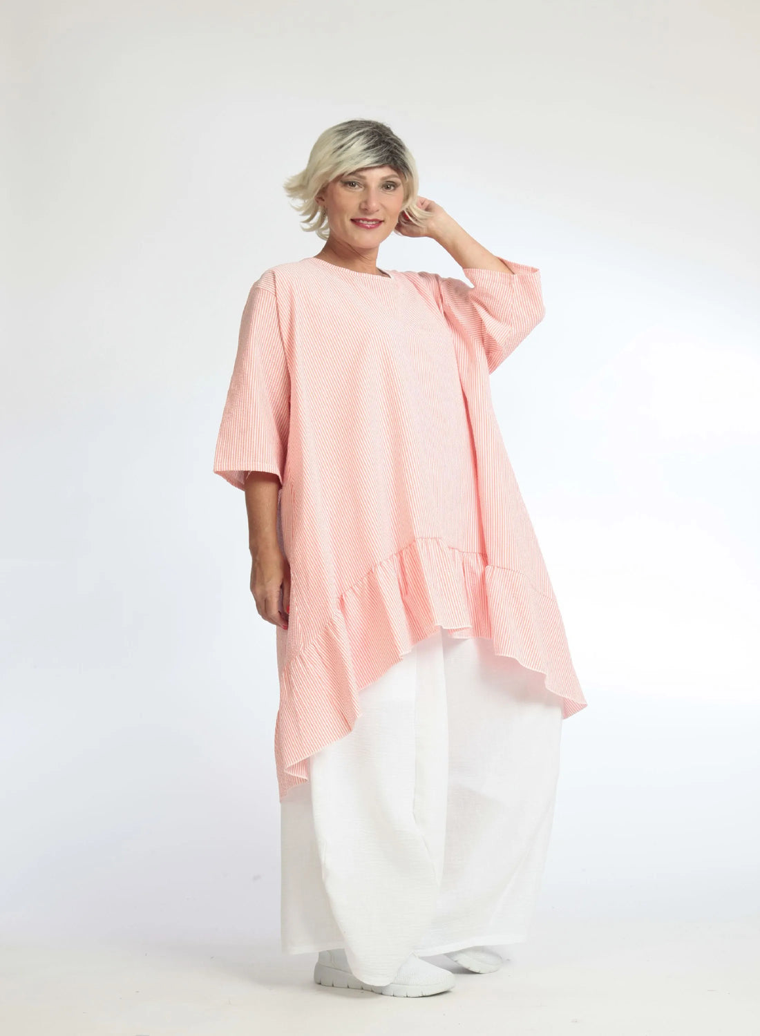  Bigshirt von AKH Fashion aus Baumwolle in Vokuhila-Form, 1058.06837, Orange, Schick, Modern