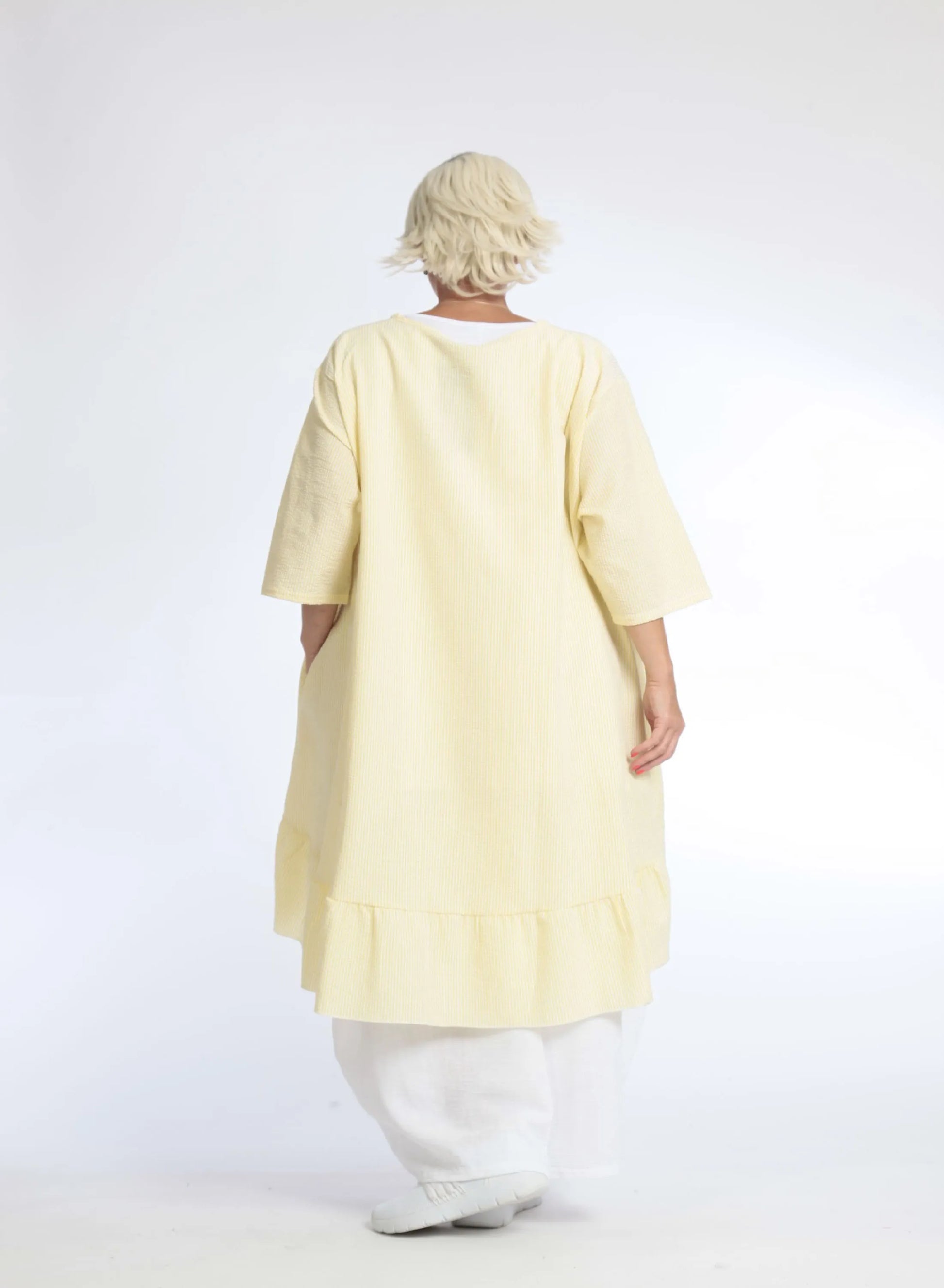  AKH Fashion Bigshirt in Vokuhila-Form, aus Baumwolle, 1058.06837, Gelb, Schick, Modern