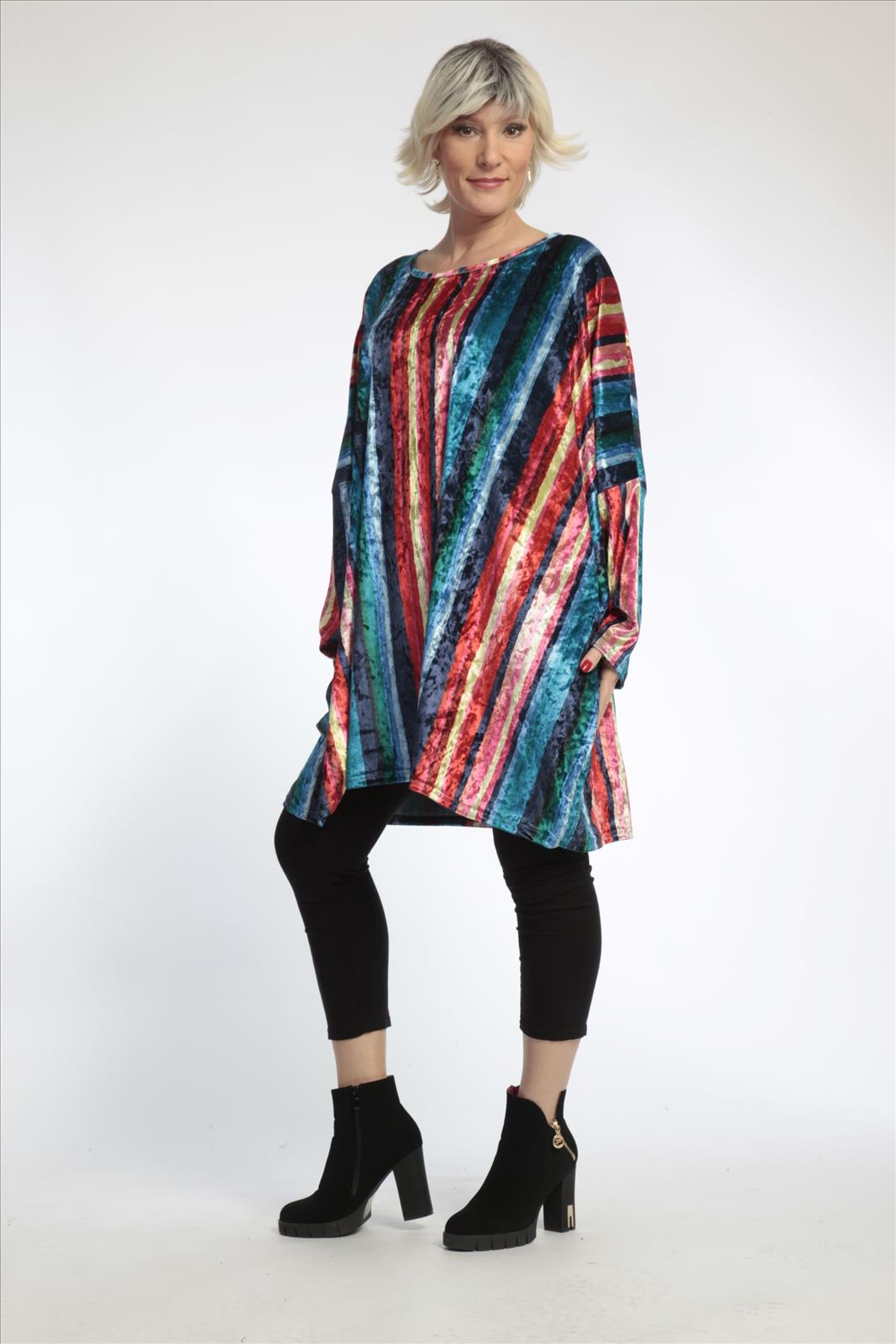  AKH Fashion Bigshirt in gerader Form, aus Materialmix, 0819.06769, Multicolor, Streifen