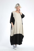  Ballonkleid von AKH Fashion aus Baumwolle, 0848.01923, Schwarz-Beige, Punkte, Schick