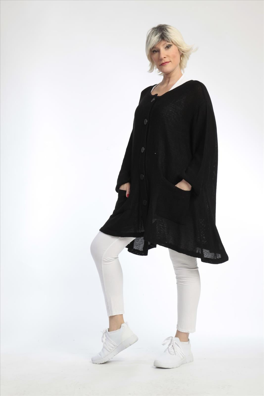  A-Form Jacke von AKH Fashion aus Baumwolle, 0827.01382, Schwarz, Schick, Modern, Bequem