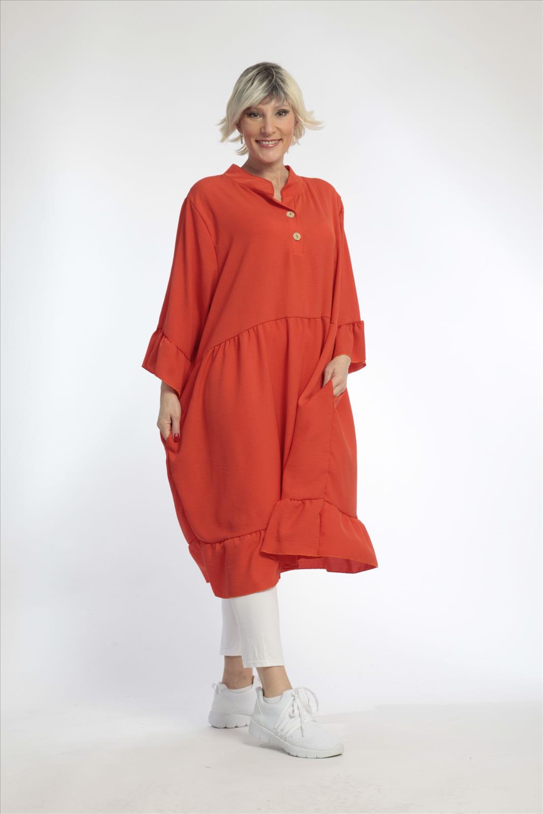  AKH Fashion Kleid in gerader Form, aus Viskose, 0831.06771, Hellrot, Schick, Modern