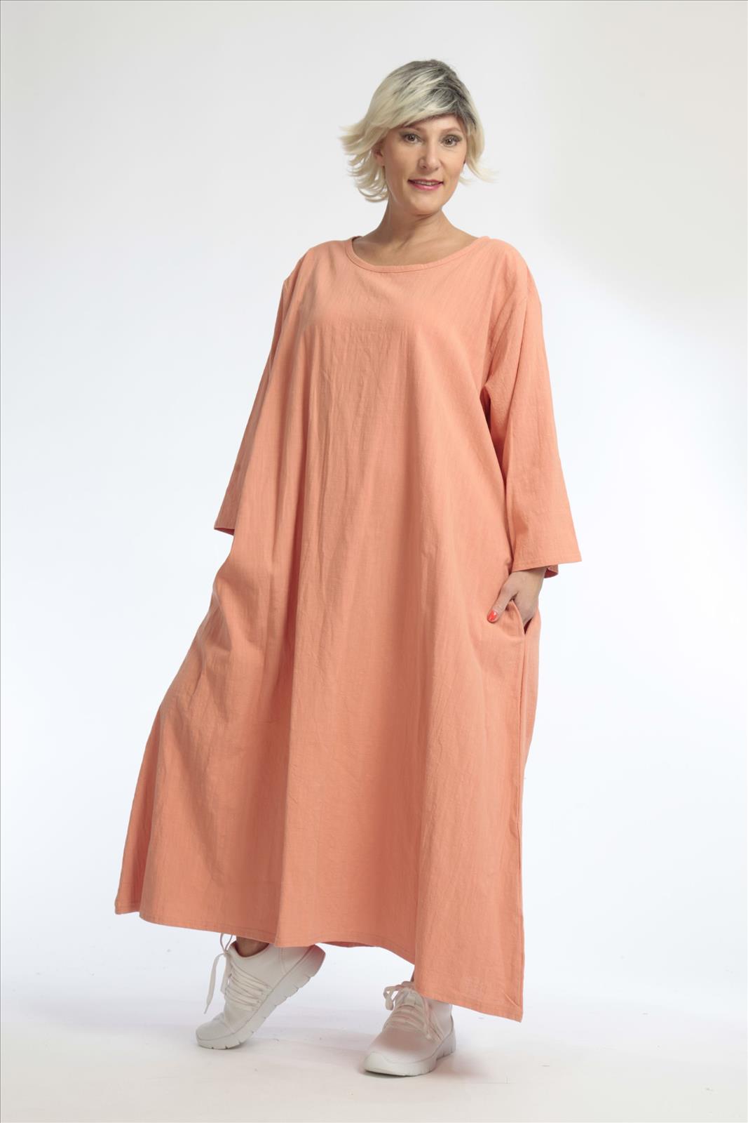  Ballonkleid von AKH Fashion aus Baumwolle, 1033.06790, Apricot, Unifarben, Schick, Modern