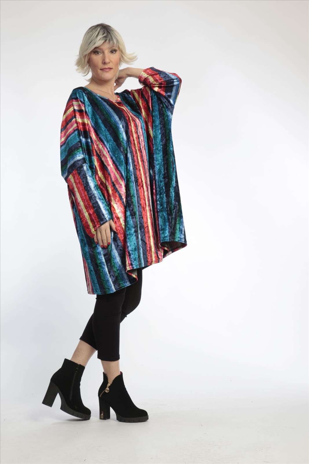  AKH Fashion Bigshirt in gerader Form, aus Materialmix, 0819.06769, Multicolor, Streifen