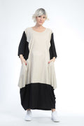  Ballonkleid von AKH Fashion aus Baumwolle, 0848.01923, Schwarz-Beige, Punkte, Schick