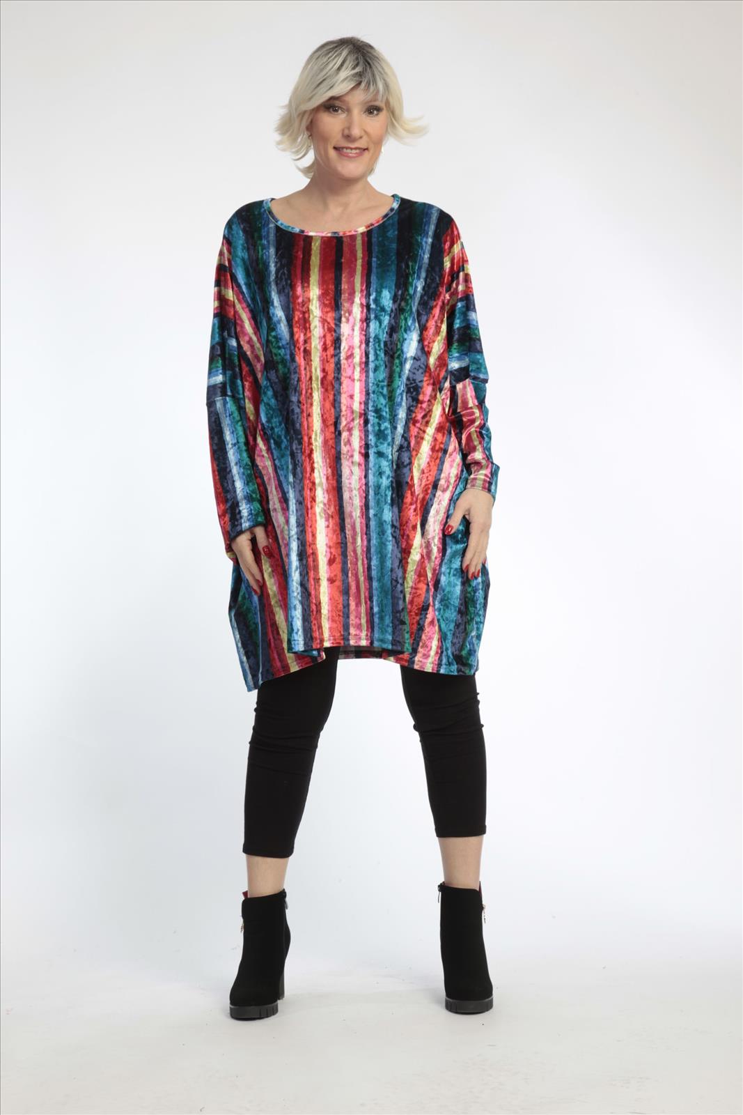  AKH Fashion Bigshirt in gerader Form, aus Materialmix, 0819.06769, Multicolor, Streifen