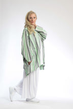  AKH Fashion Jacke in Vokuhila-Form, aus Viskose, 0805.06317, Kiwi, Streifen, Schick