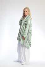  AKH Fashion Jacke in Vokuhila-Form, aus Viskose, 0805.06317, Kiwi, Streifen, Schick