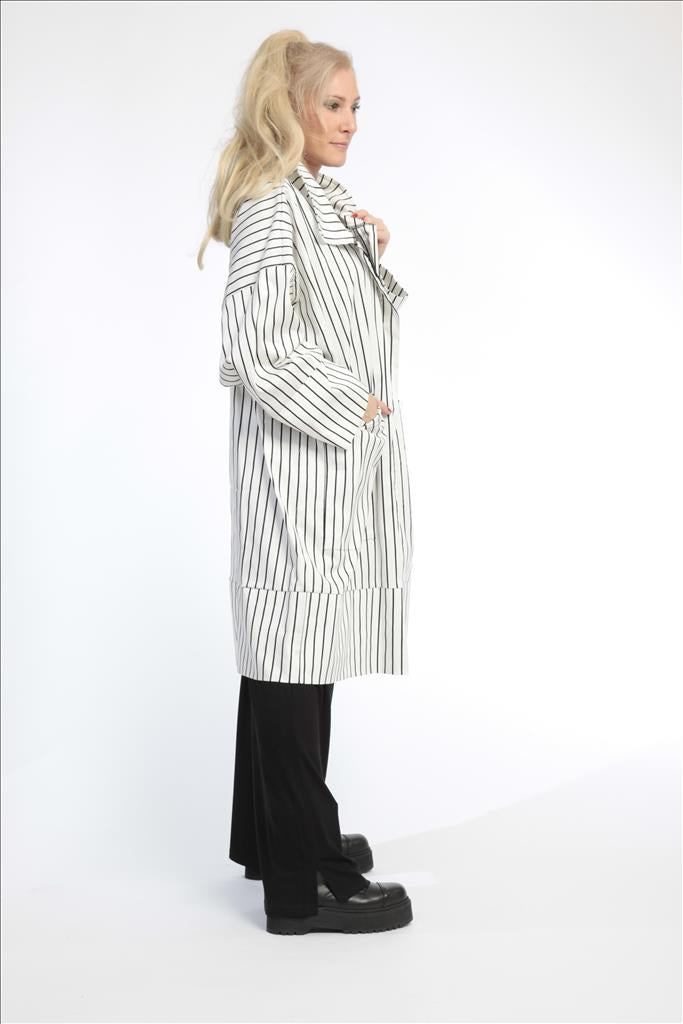  AKH Fashion Jacke in gerader Form, aus Viskose, 0791.06693, Weiß-Schwarz, Streifen