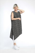  AKH Fashion Tunika in asymmetrischer Form, aus Baumwolle, 0832.06776, Schwarz-Weiß