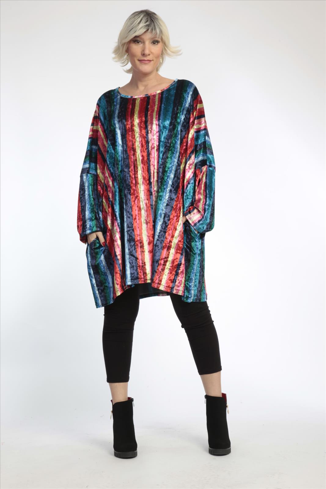  AKH Fashion Bigshirt in gerader Form, aus Materialmix, 0819.06769, Multicolor, Streifen