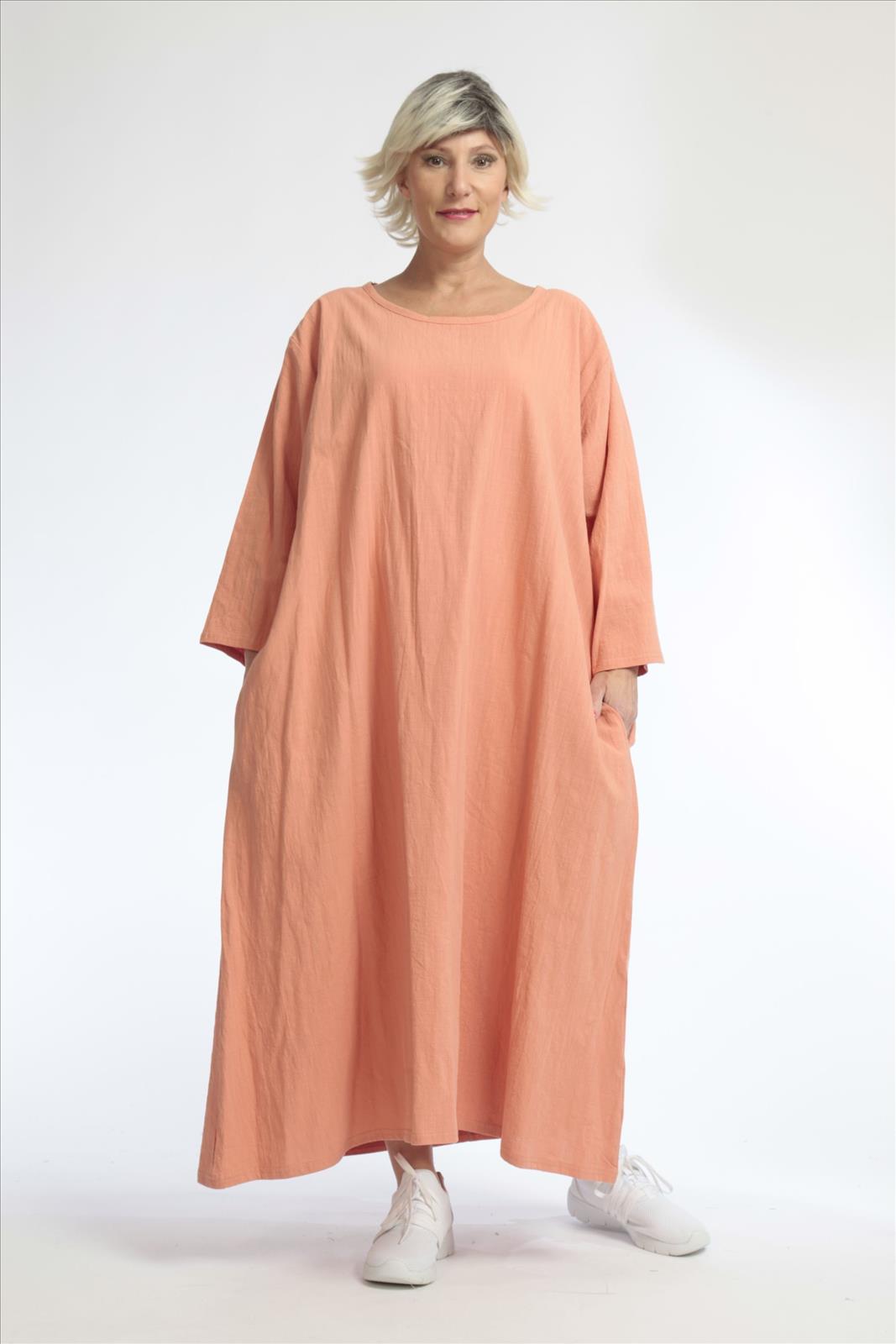  Ballonkleid von AKH Fashion aus Baumwolle, 1033.06790, Apricot, Unifarben, Schick, Modern