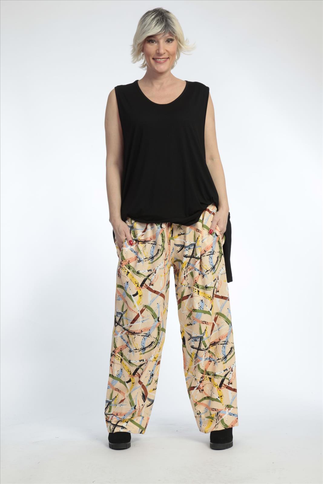 Hose von AKH Fashion aus Viskose in gerader Form, ausgefallene Lagenlook Mode
