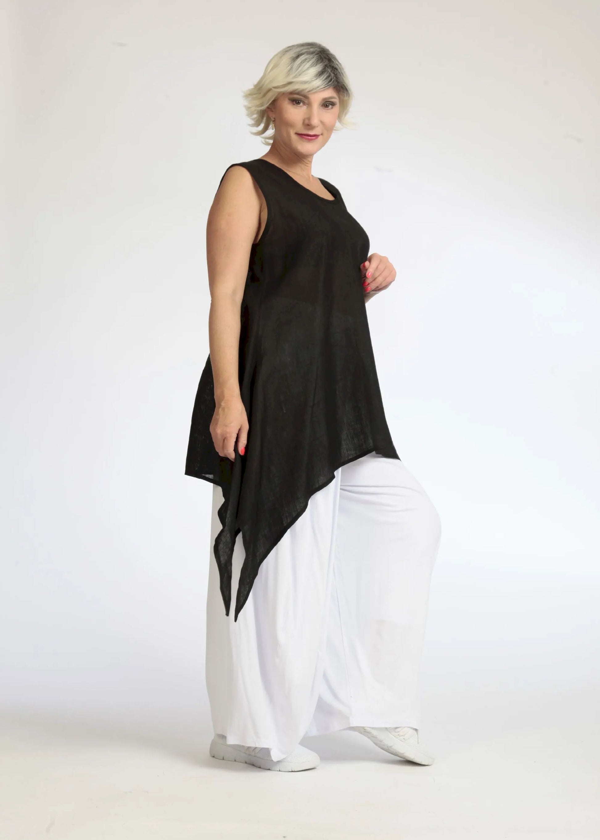  A-Form Leinen Top in zeitlosem Design für lässigen Lagenlook von Plus Size Mode