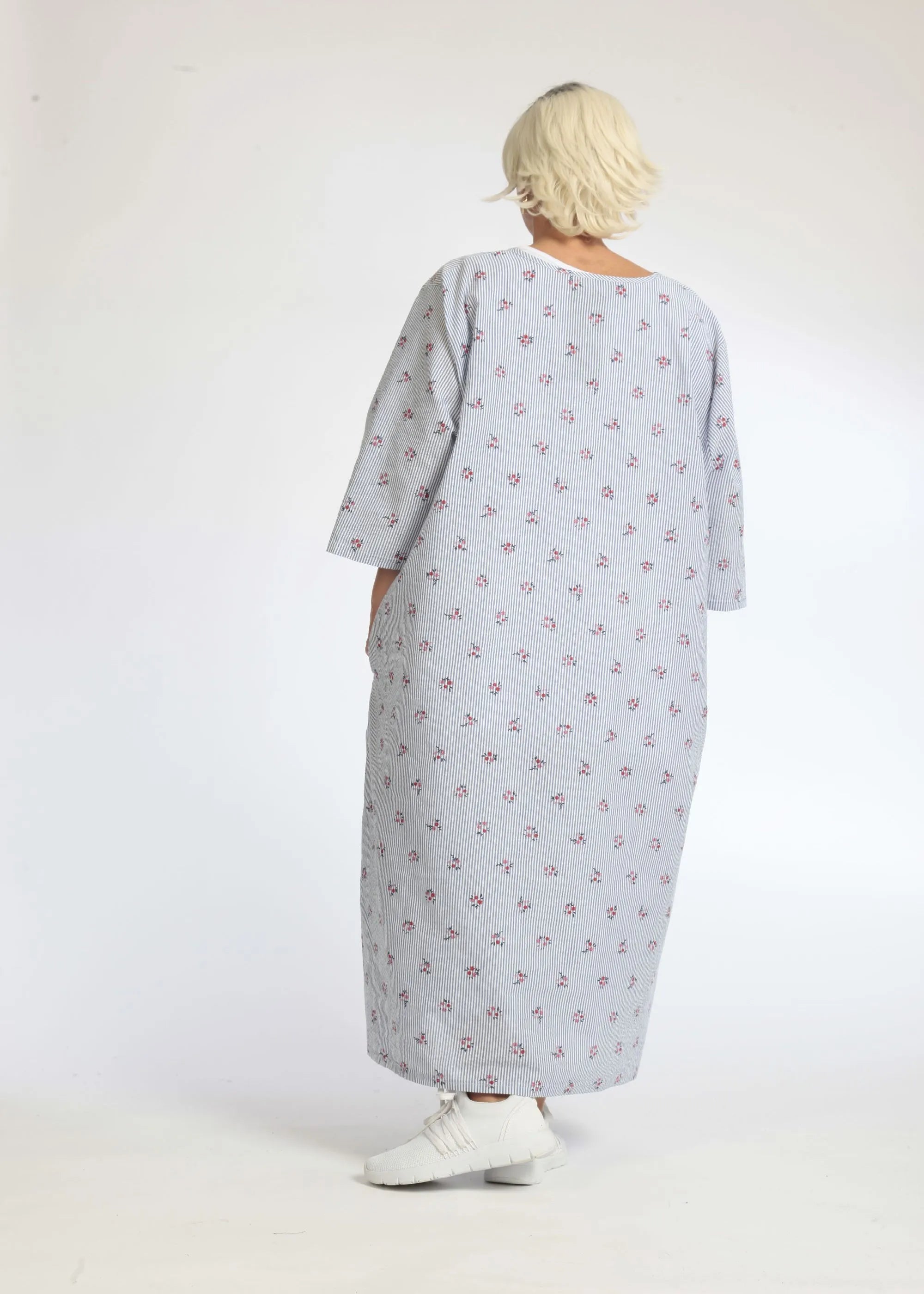  AKH Fashion Kleid in gerader Form, aus Baumwolle, 1066.00277, Hellblau-Weiß, Streifen