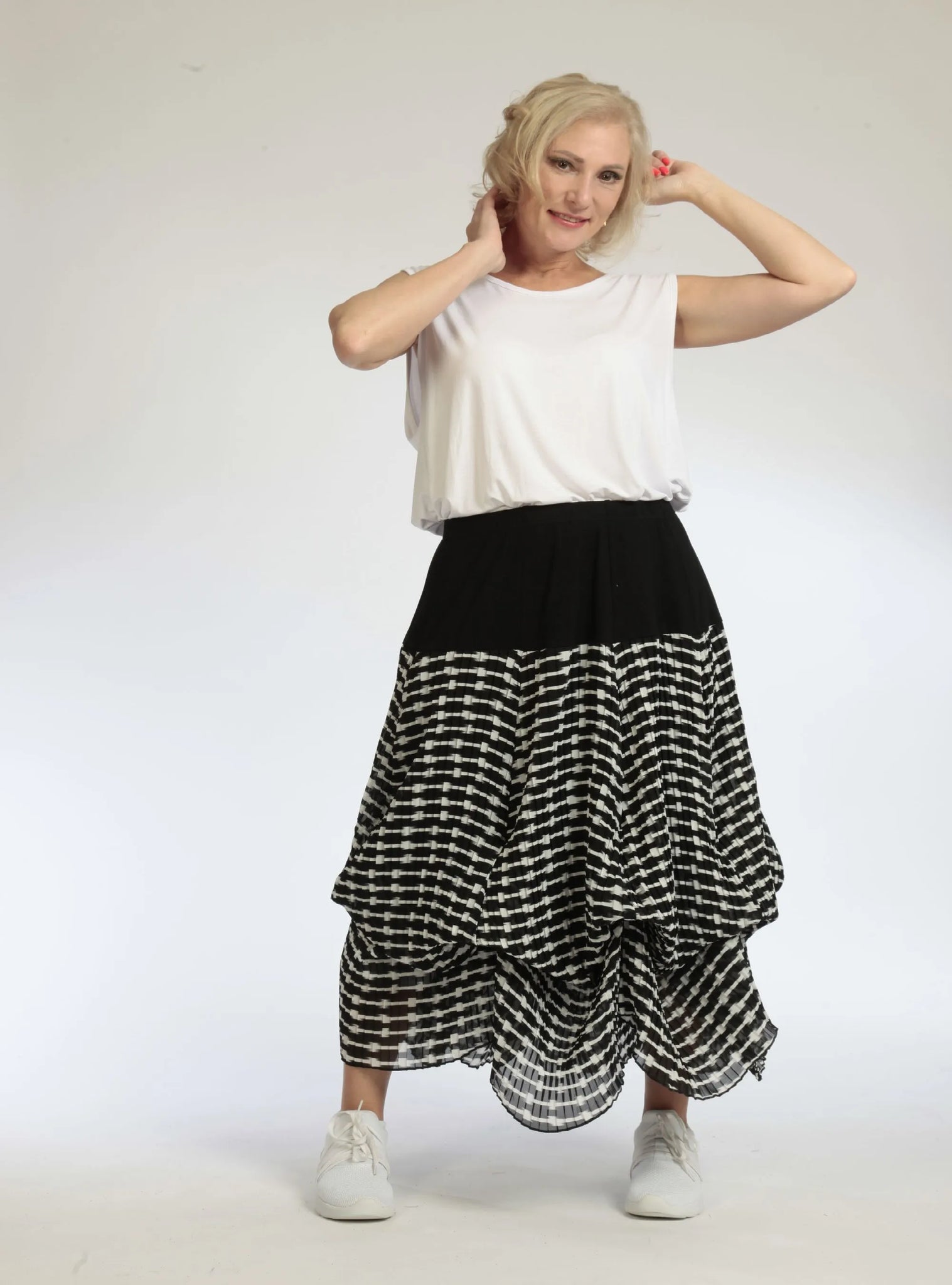  Ballonrock von AKH Fashion aus Polyester, 1091.07559, Schwarz-Weiß, Abstrakt, Schick