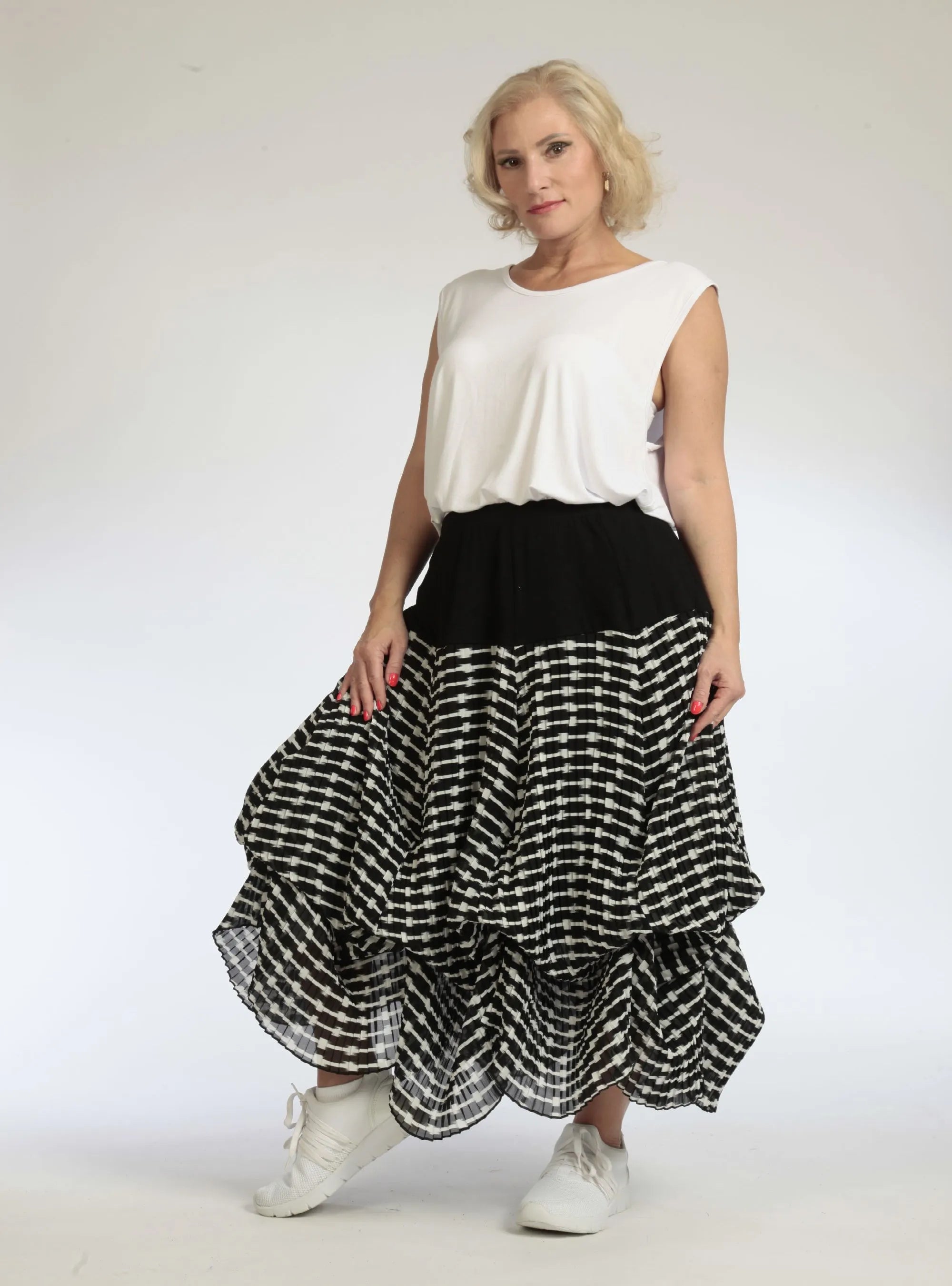  Ballonrock von AKH Fashion aus Polyester, 1091.07559, Schwarz-Weiß, Abstrakt, Schick