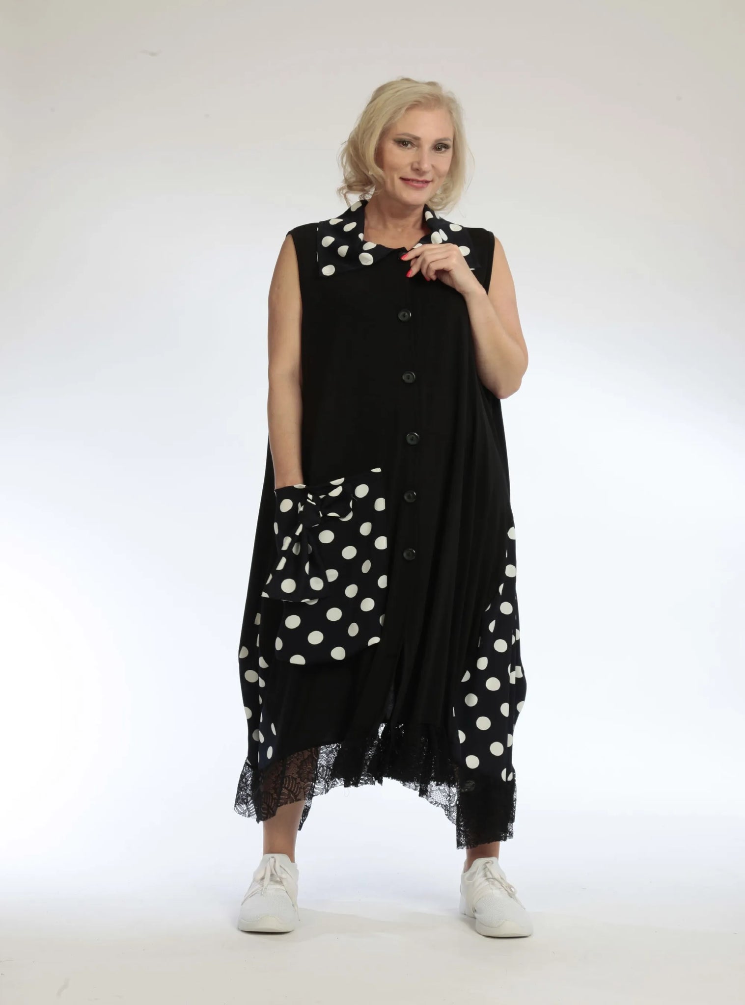  A-Form Weste von AKH Fashion aus Viskose, 1108.06844, Punkte-Blau, Punkte, Schick, Modern