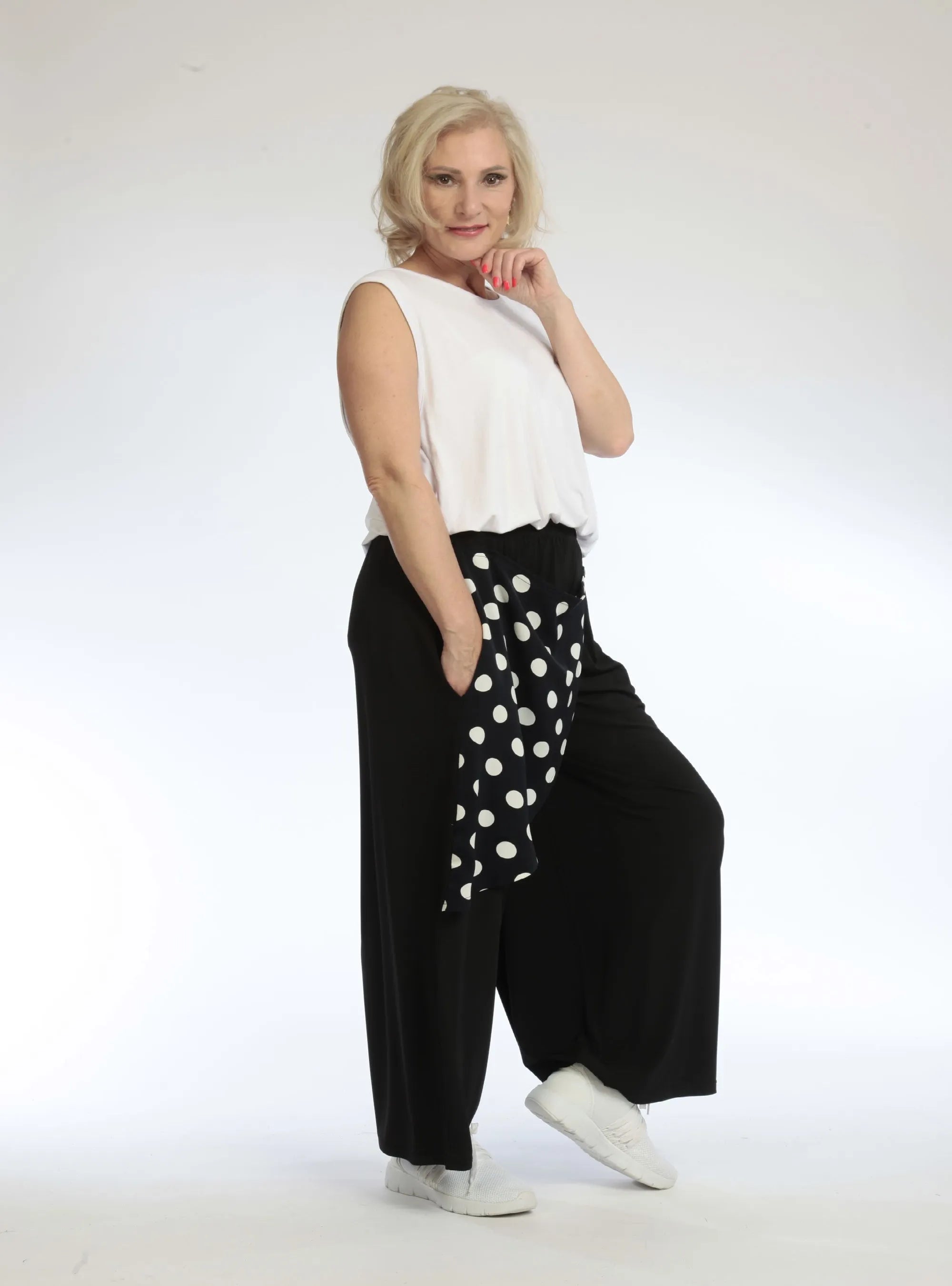  AKH Fashion Hose in gerader Form, aus Viskose, 1108.06849, Punkte-Blau, Punkte, Schick