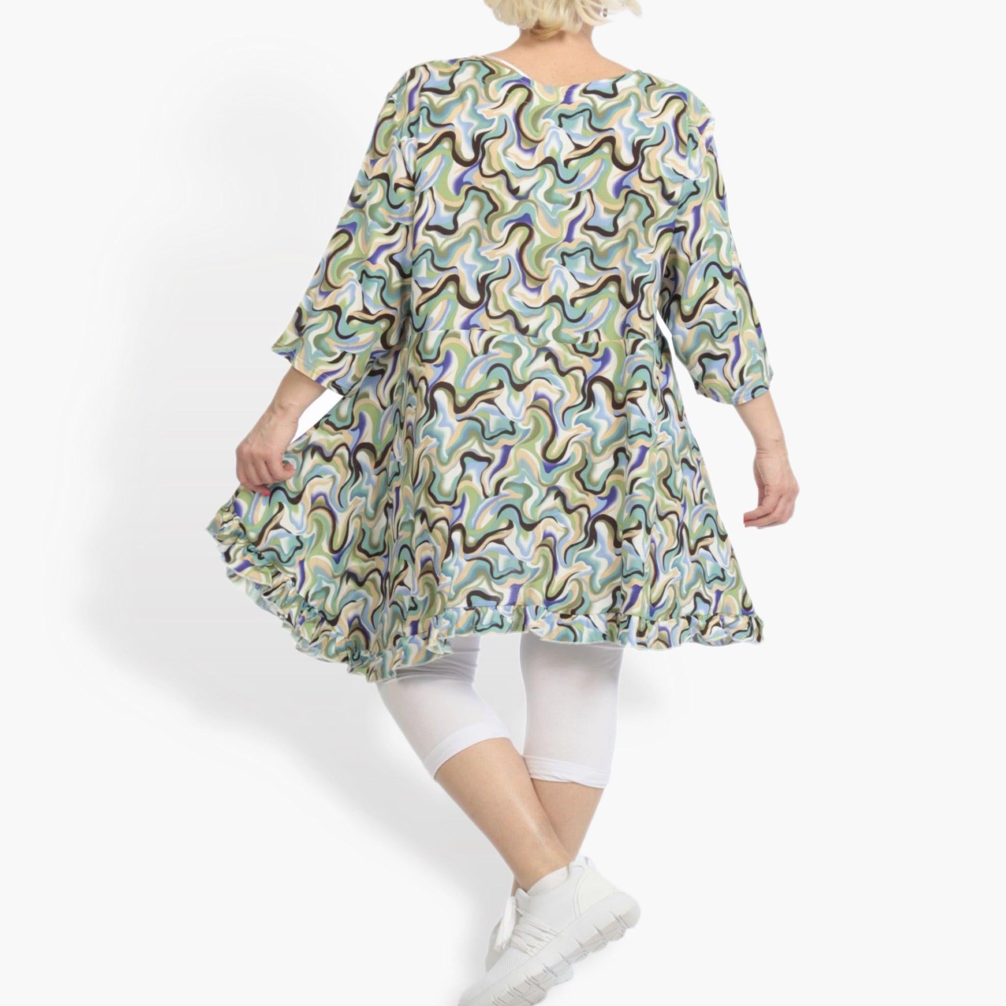  A-Form Jacke von AKH Fashion aus Viskose, 0834.01287, Grün-Blau, Wellen, Schick, Modern