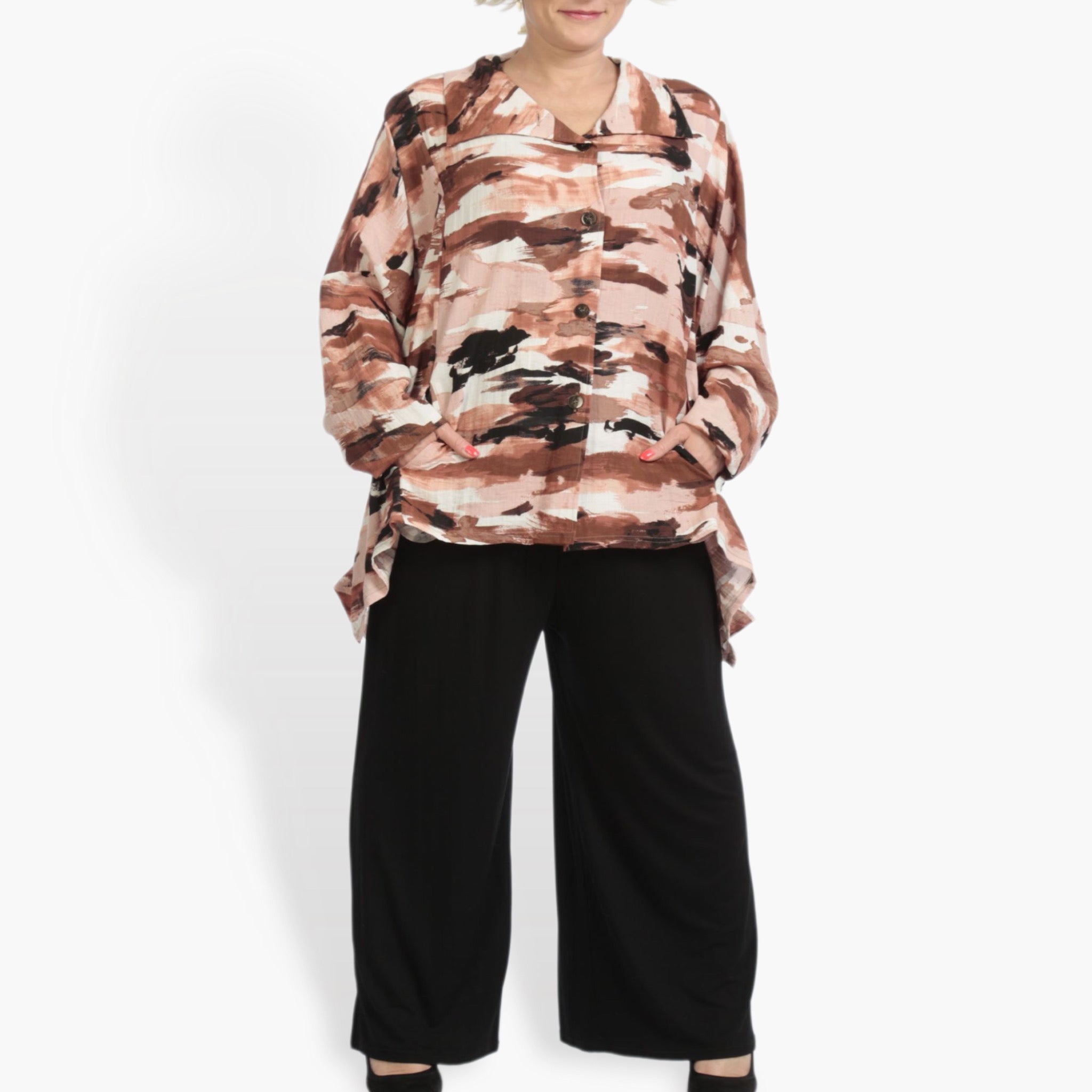  A-Form Jacke von AKH Fashion aus Rayon, 0840.02222, Terra-Multi, Kamuflage, Schick