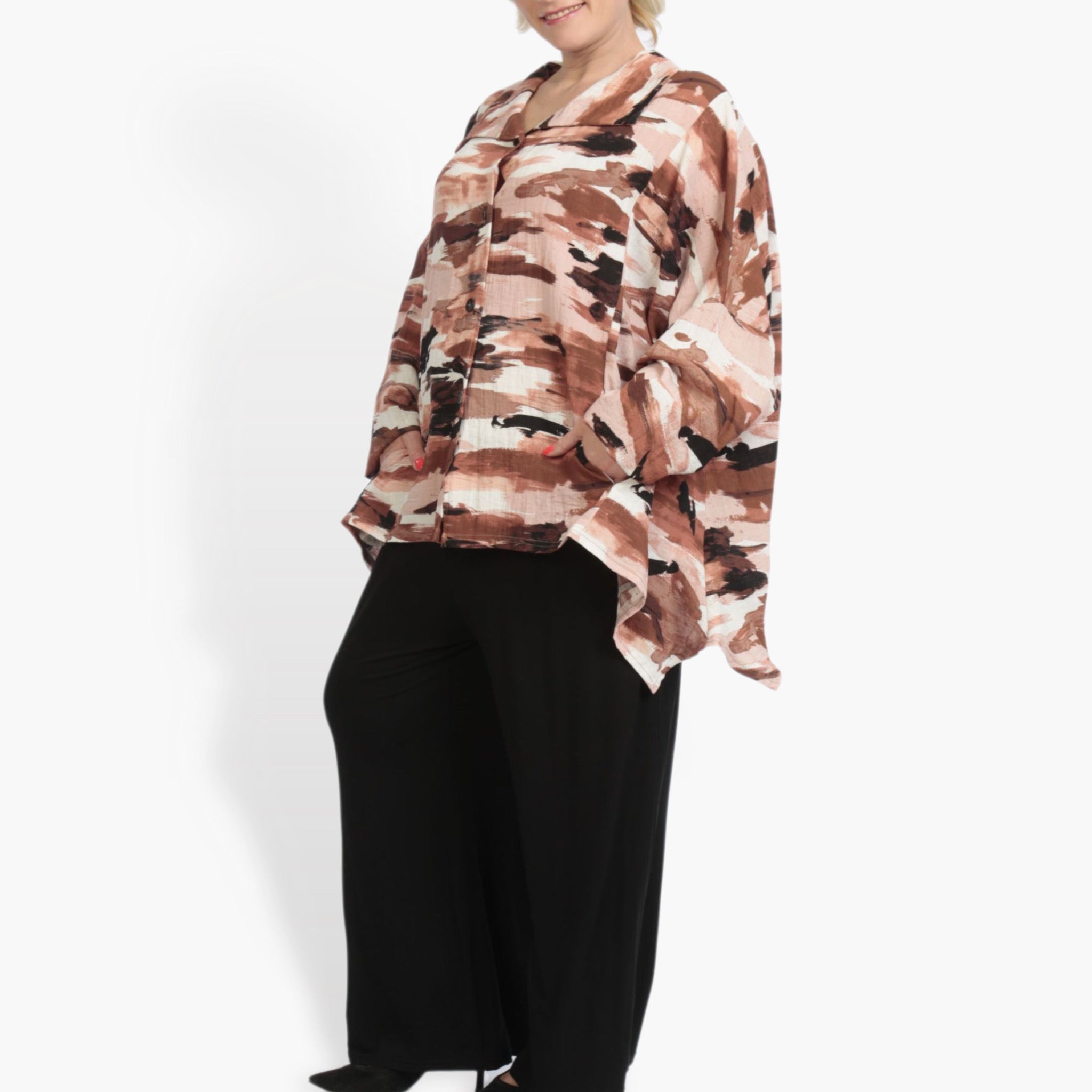  A-Form Jacke von AKH Fashion aus Rayon, 0840.02222, Terra-Multi, Kamuflage, Schick